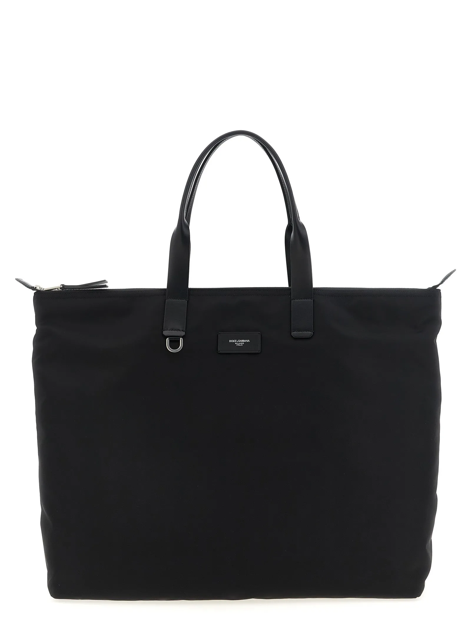 Big Logo Patch Shopping Bag Tote Nero