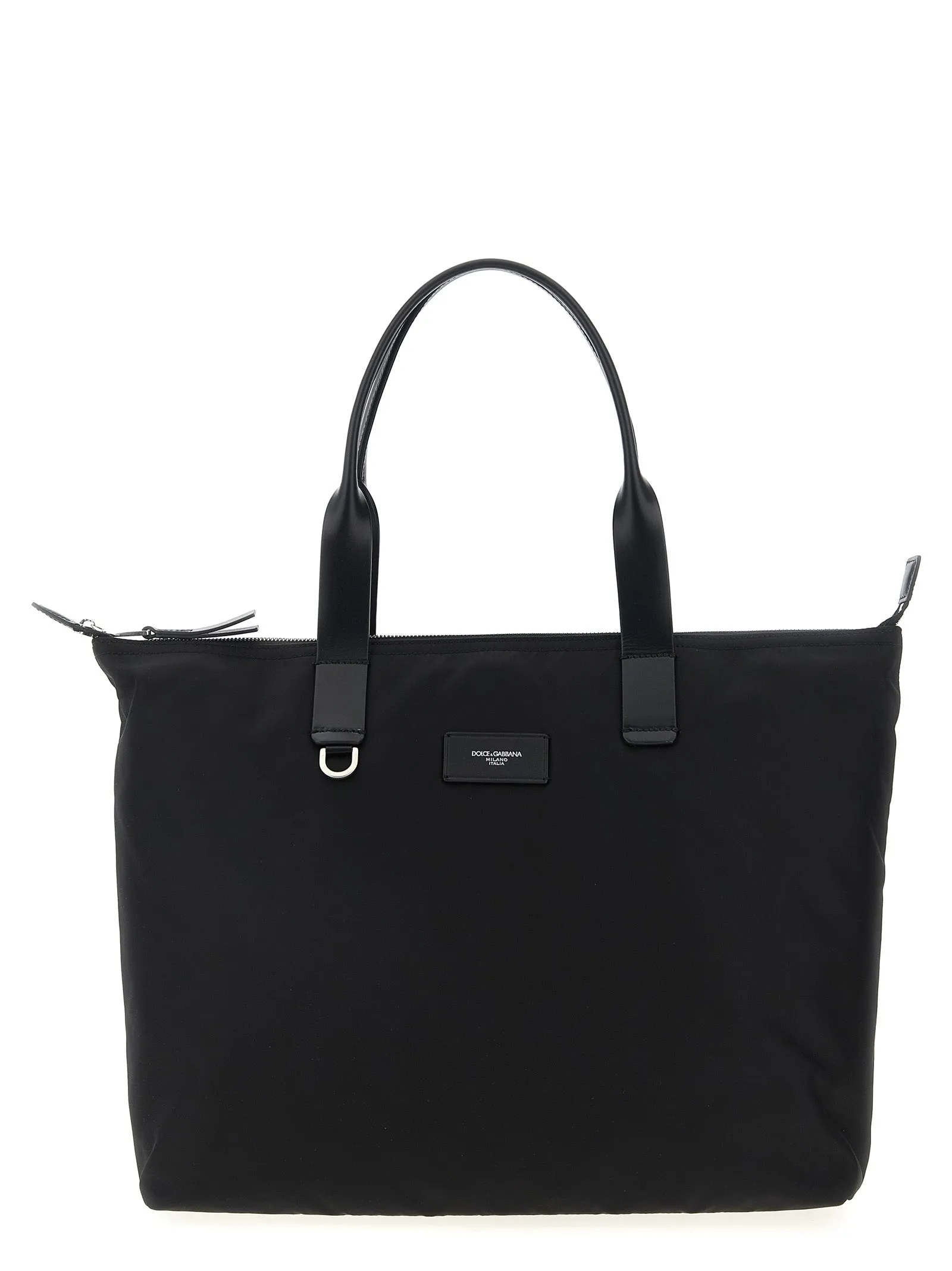 Media Logo Patch Shopping Bag Tote Nero