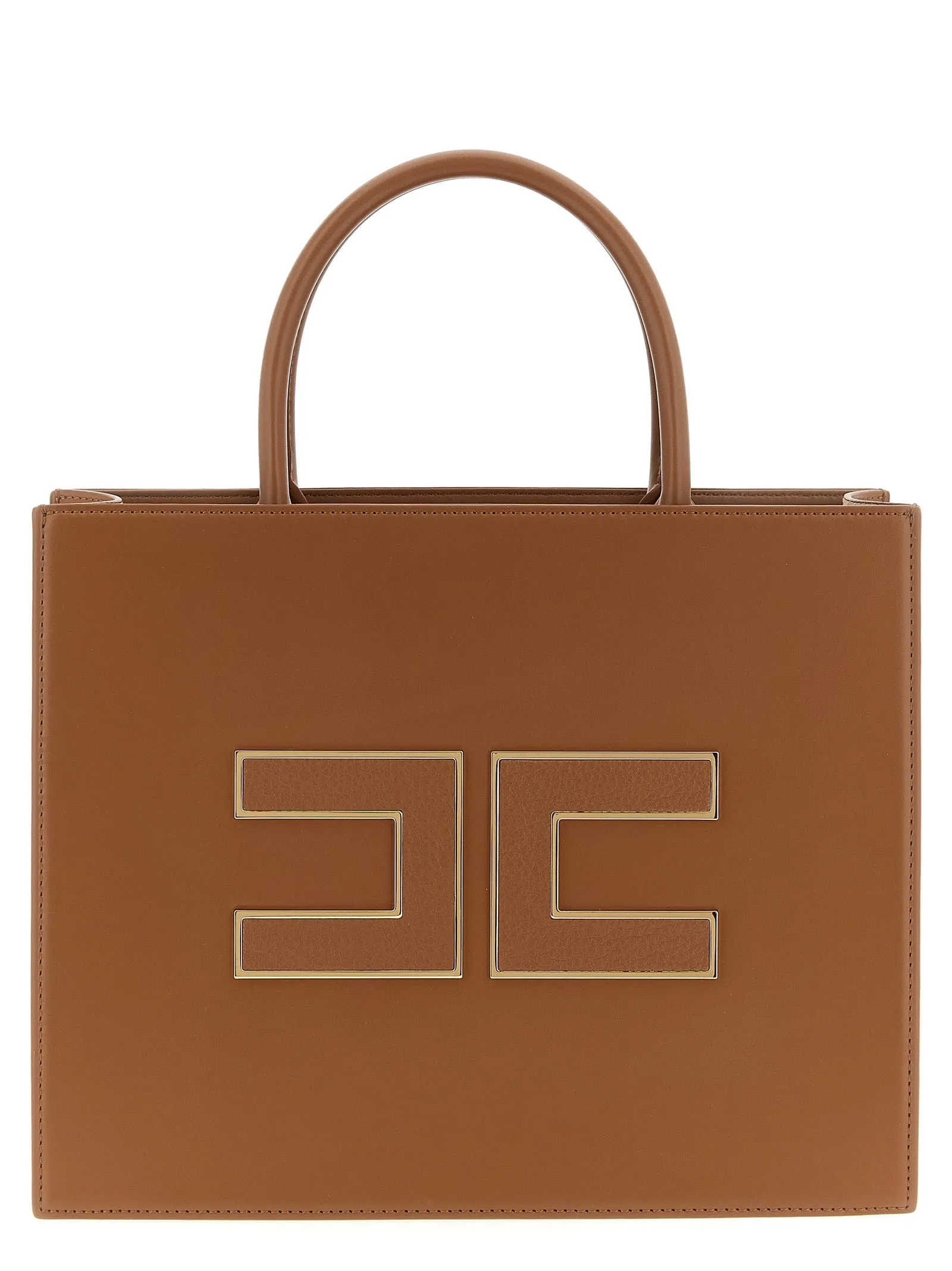 Large Logo Shopping Bag Tote Marrone