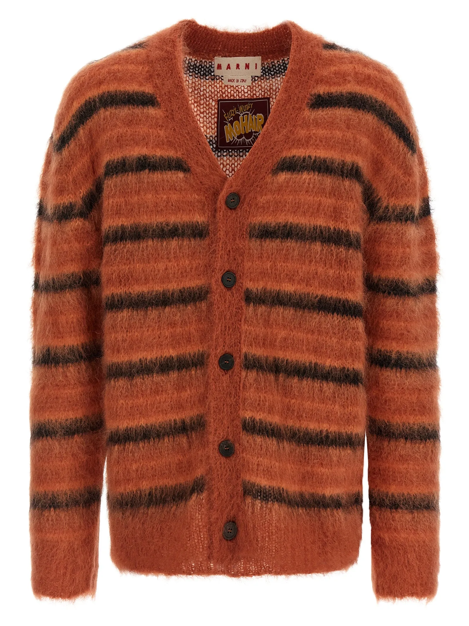 Brushed Striped Cardigan Maglioni Arancione