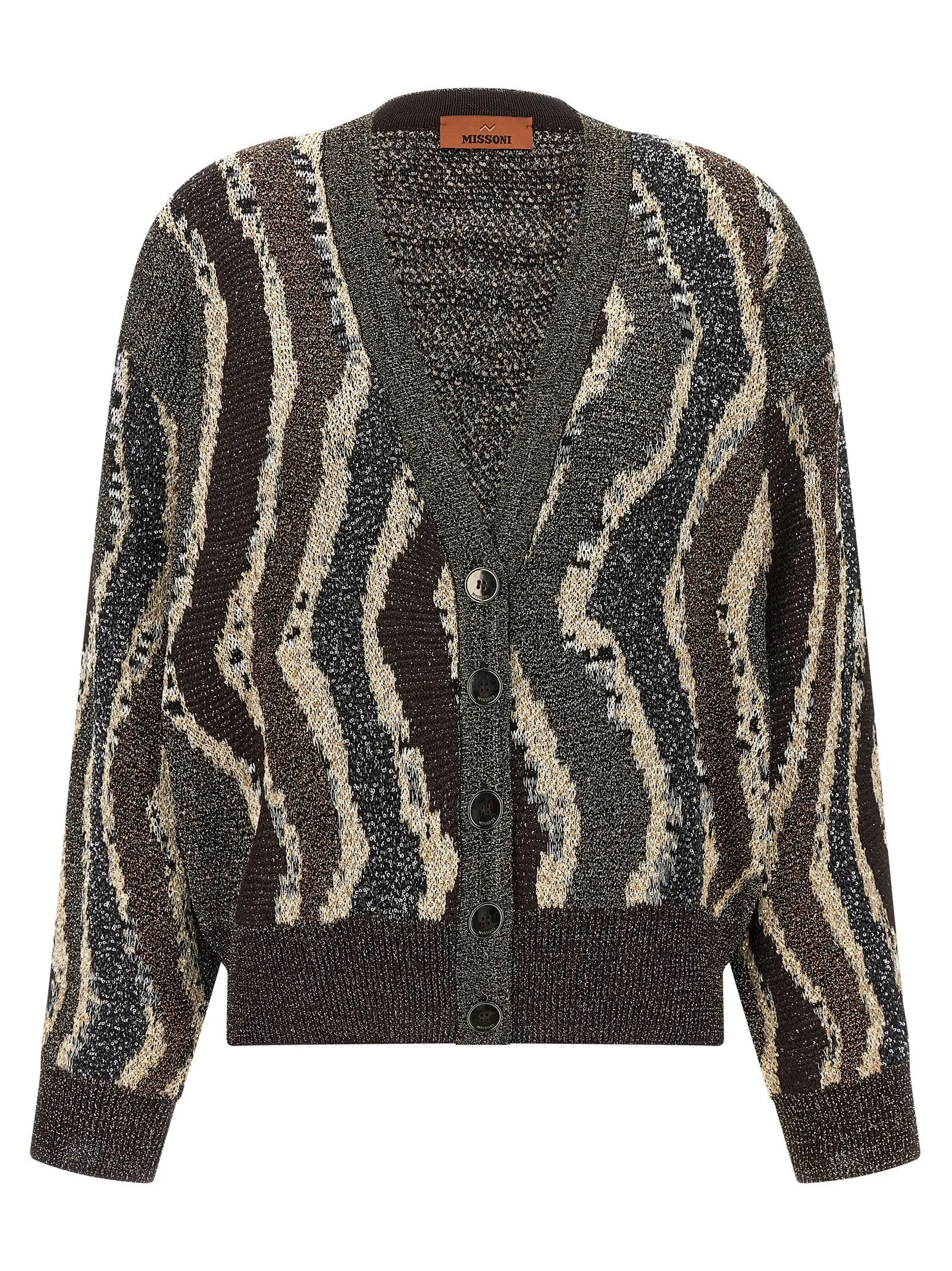 Wave Pattern Cardigan Maglioni Multicolor