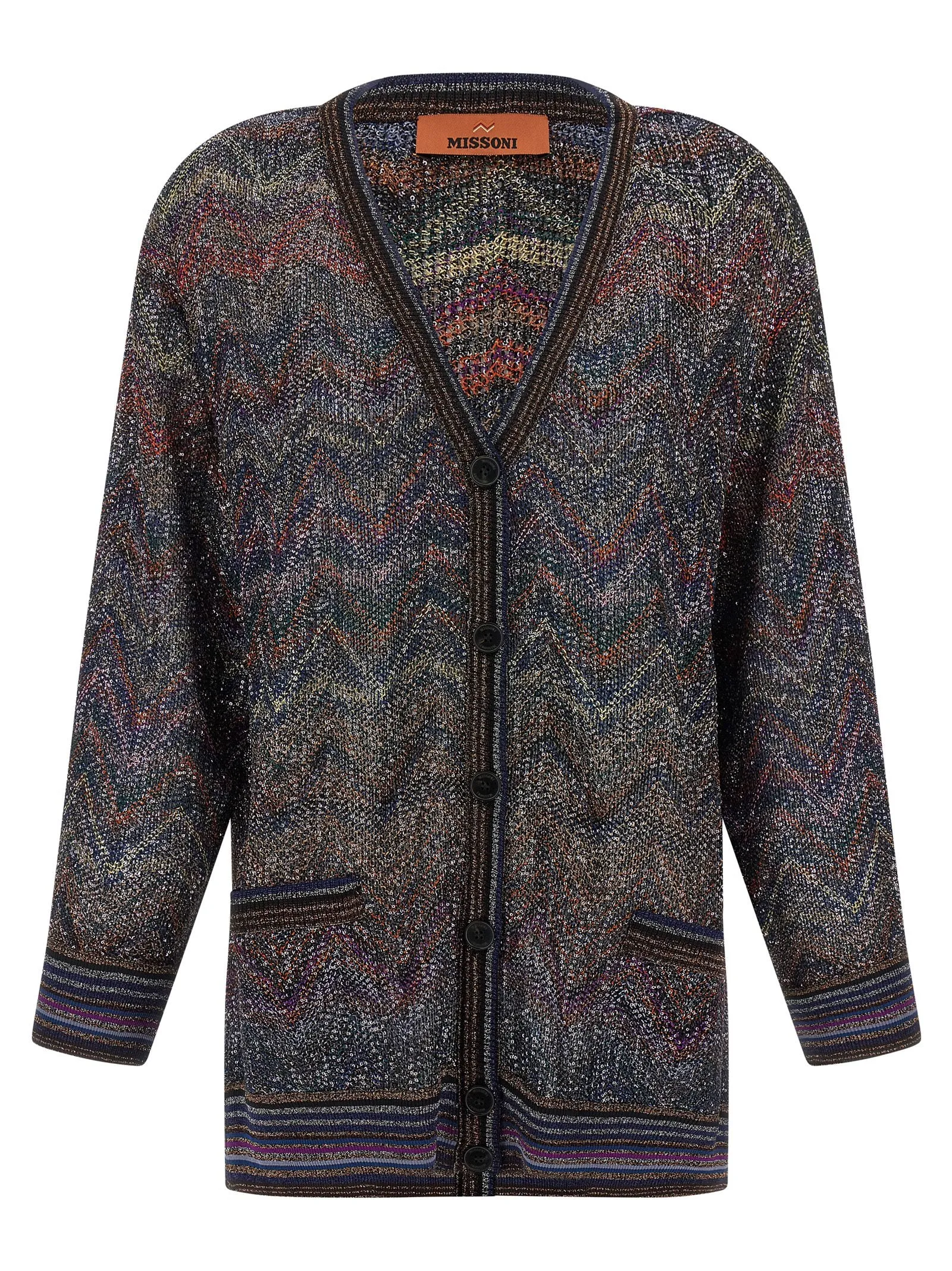 Zigzag Pattern Cardigan Maglioni Multicolor