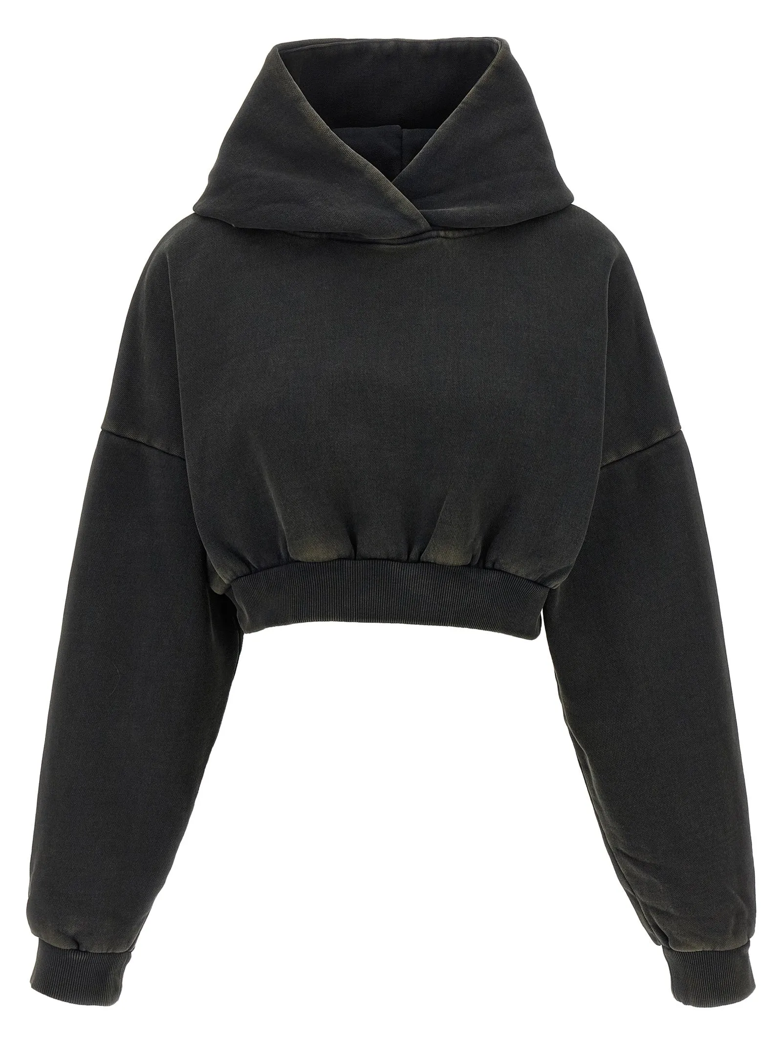 Cropped Heavy Hood Felpe Nero