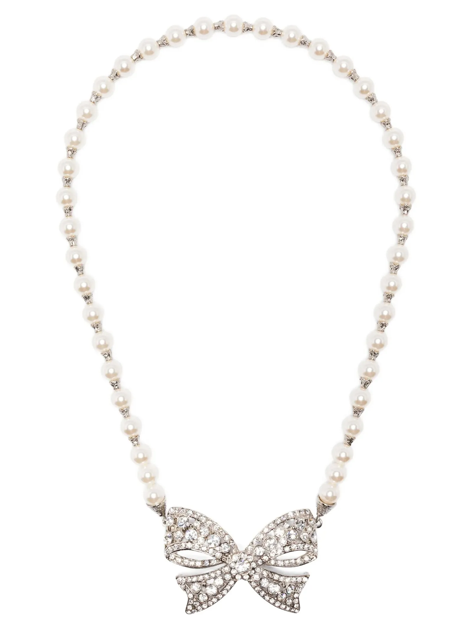 Pearl Bow Necklace Gioielli Bianco