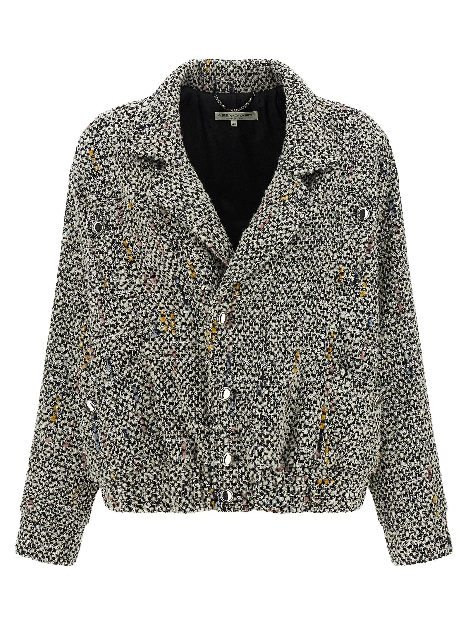 Tweed Bomber Jacket Puffer Jackets Bianco
