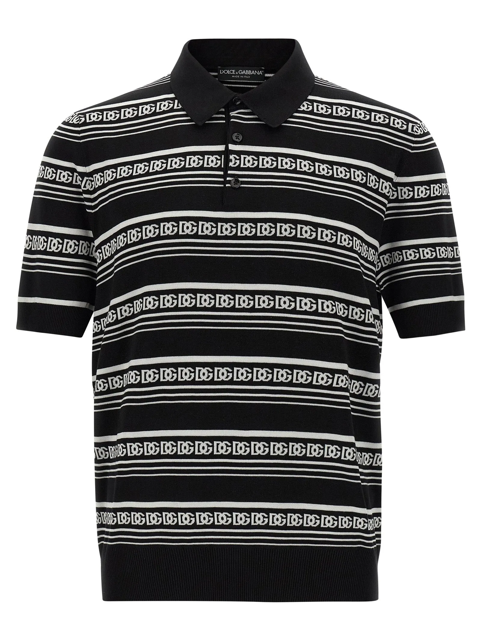 Knitted Shirt Polo Bianco/Nero