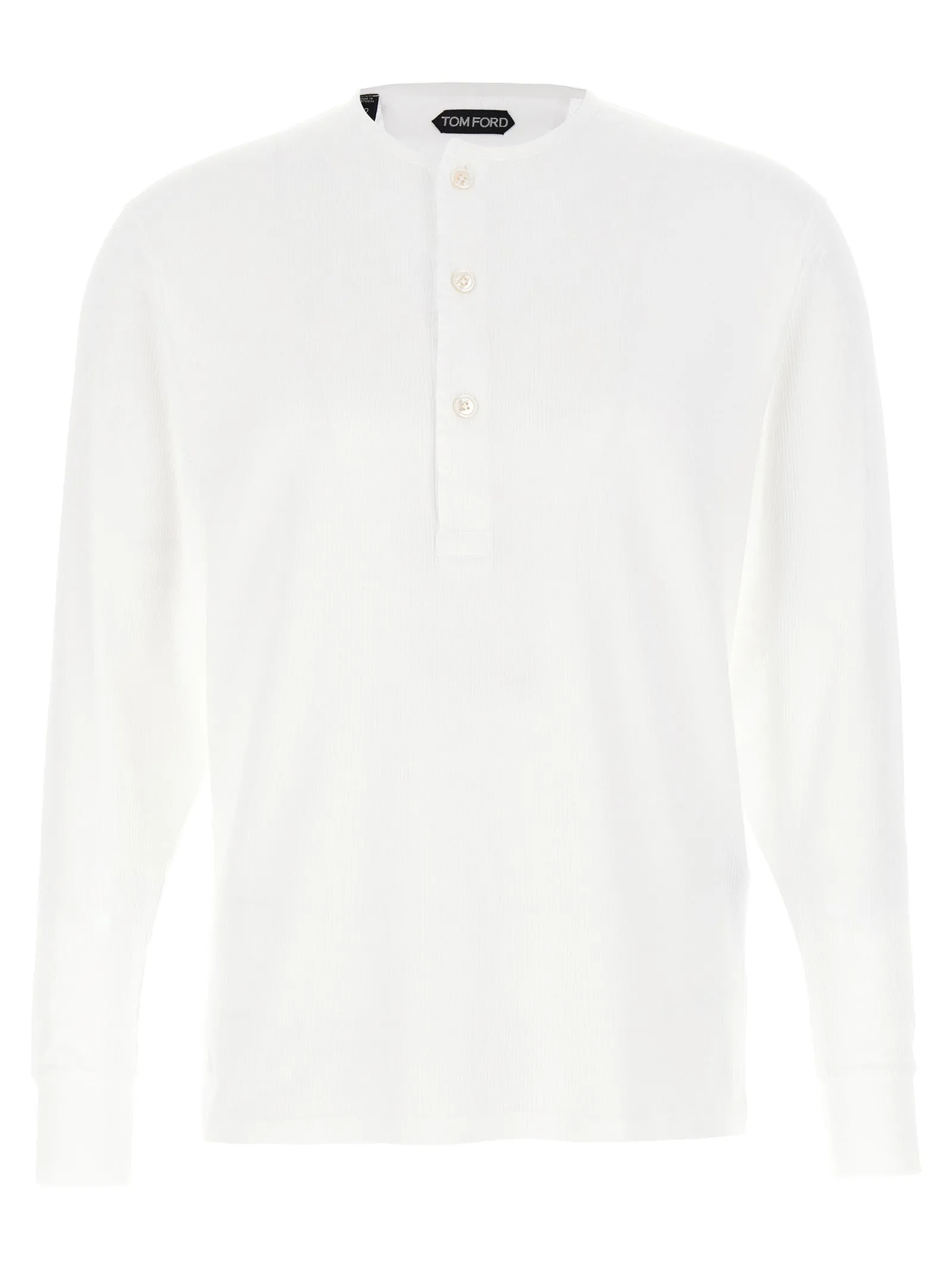 Ribbed Cotton T Shirt Bianco