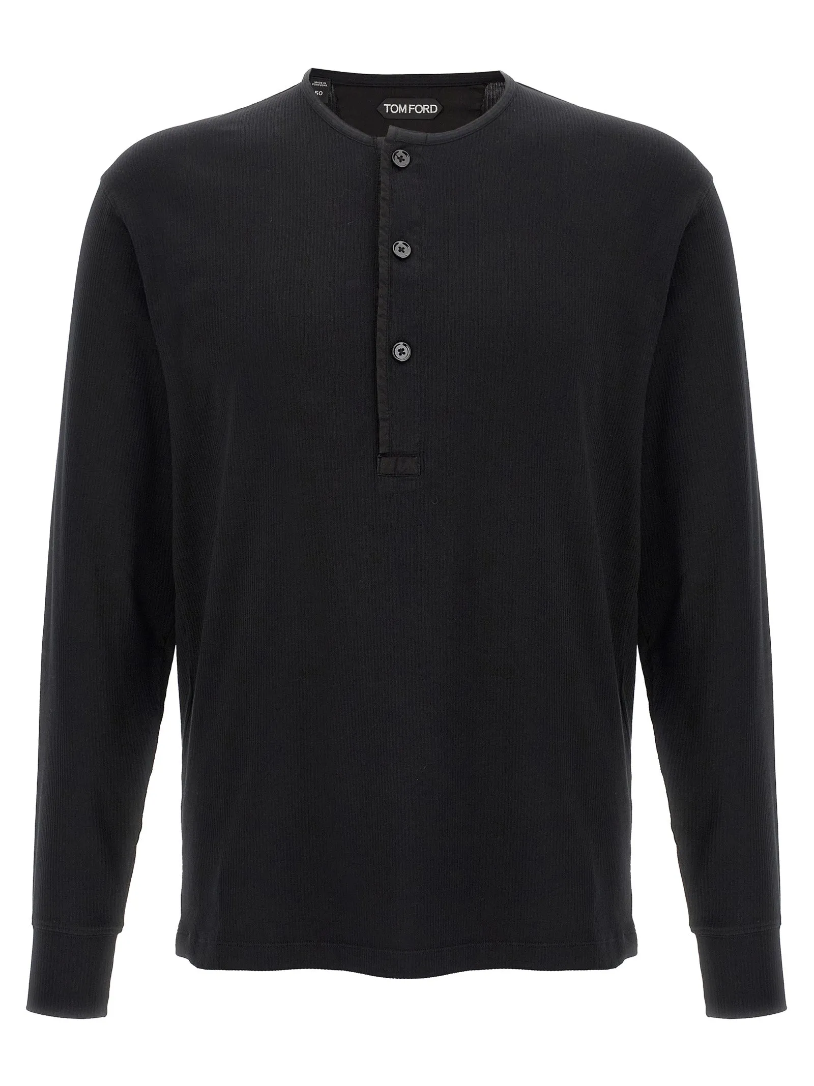 Ribbed Cotton T Shirt Nero