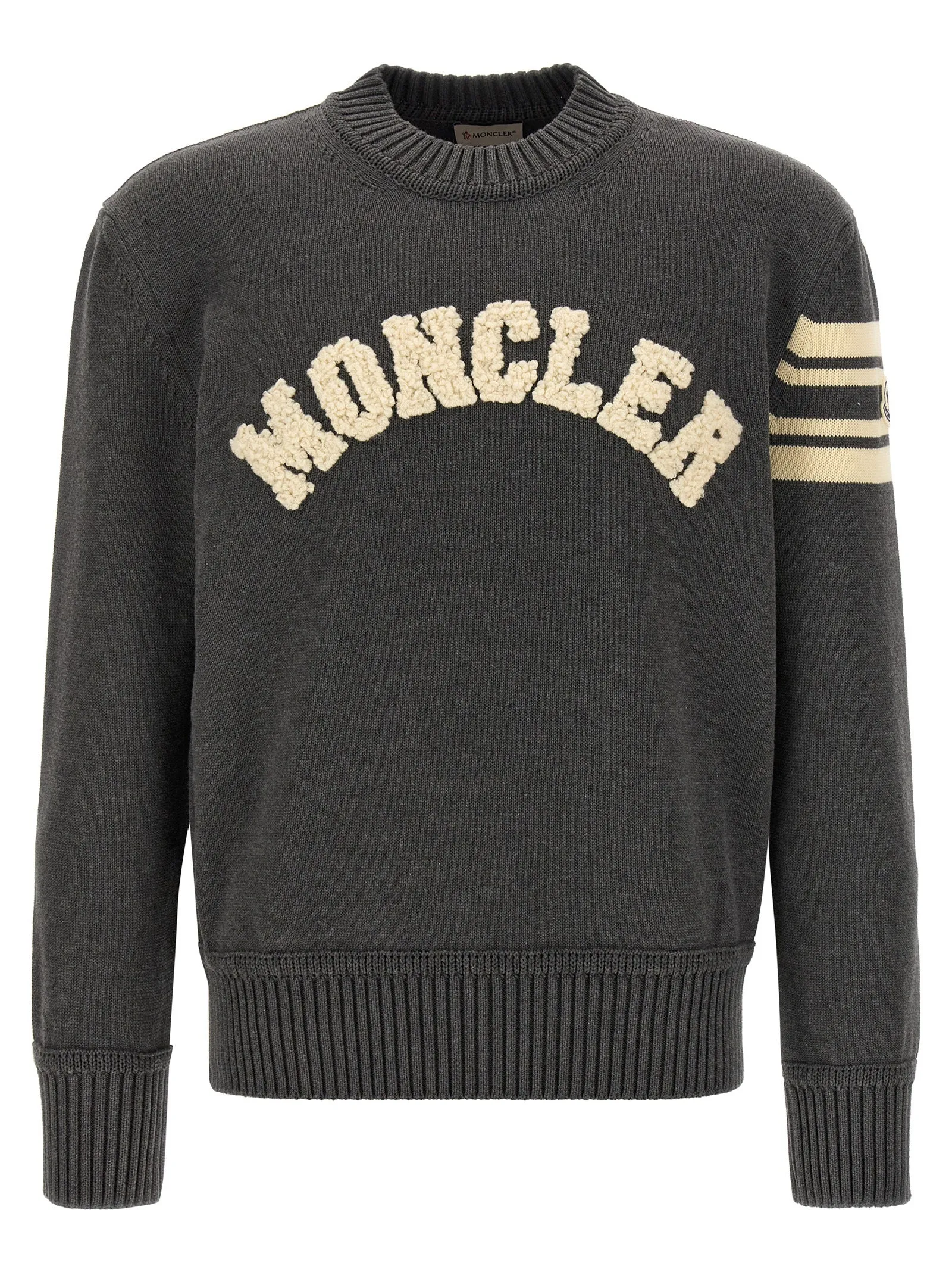 Bouclé Logo Sweater Maglioni Grigio