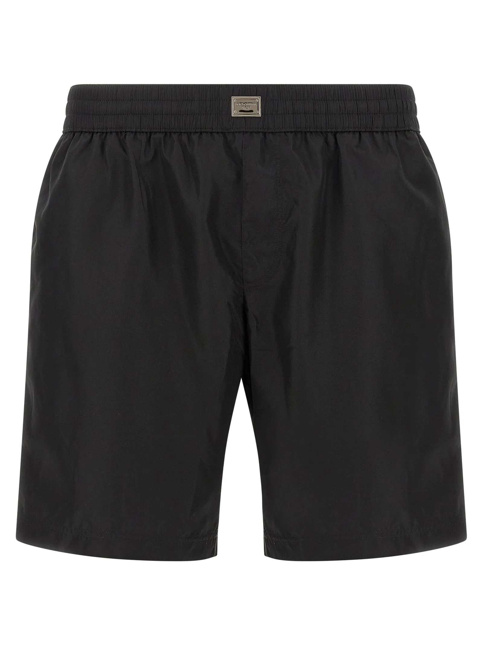 Logo Plaque Swimsuit Beachwear Nero