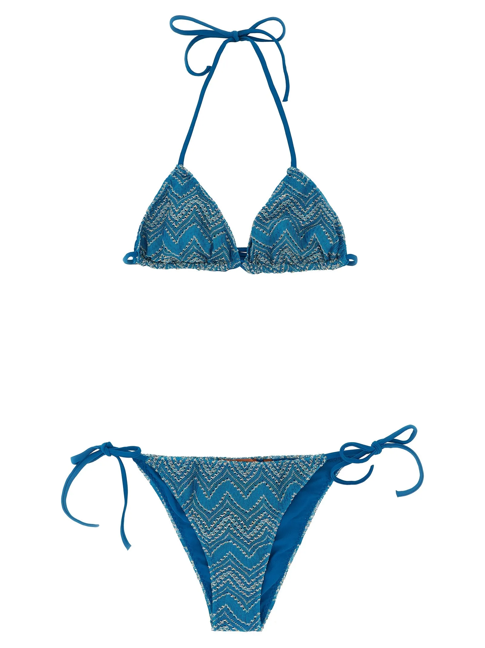Zig Zag Lamé Bikini Beachwear Blu