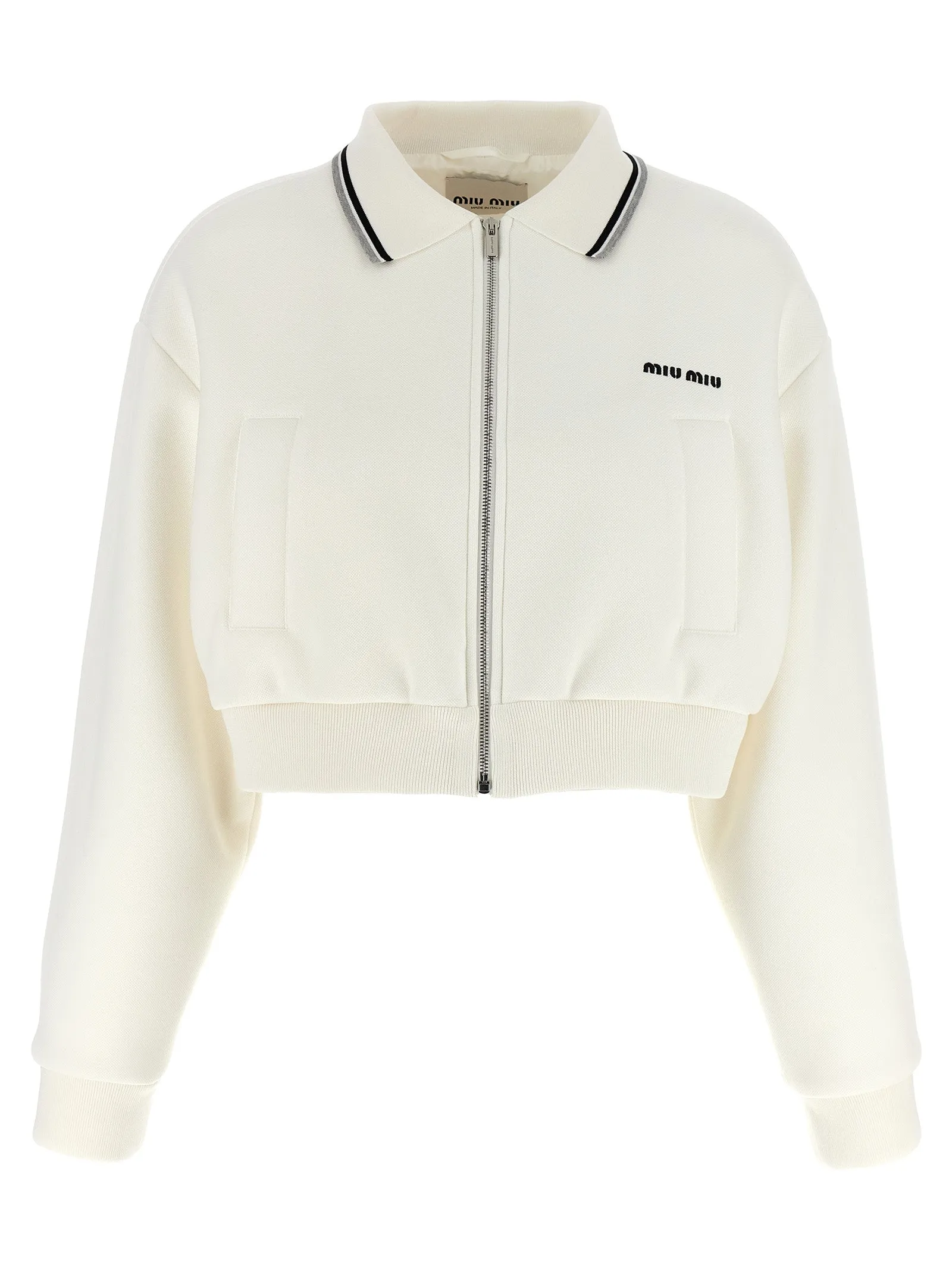 Piquet Short Bomber Jacket Puffer Jackets Bianco