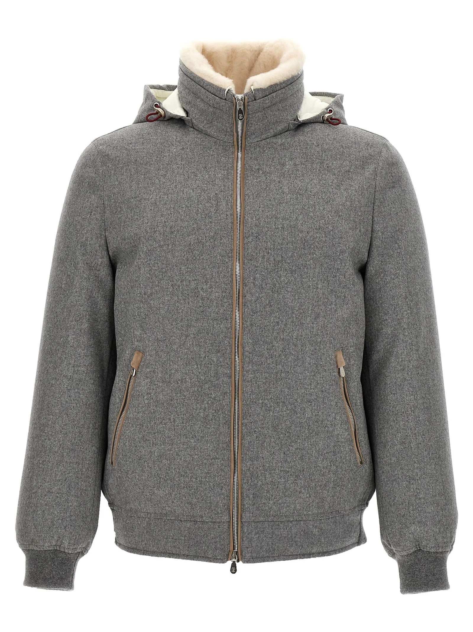 Sherling Neck Bomber Jacket Puffer Jackets Grigio