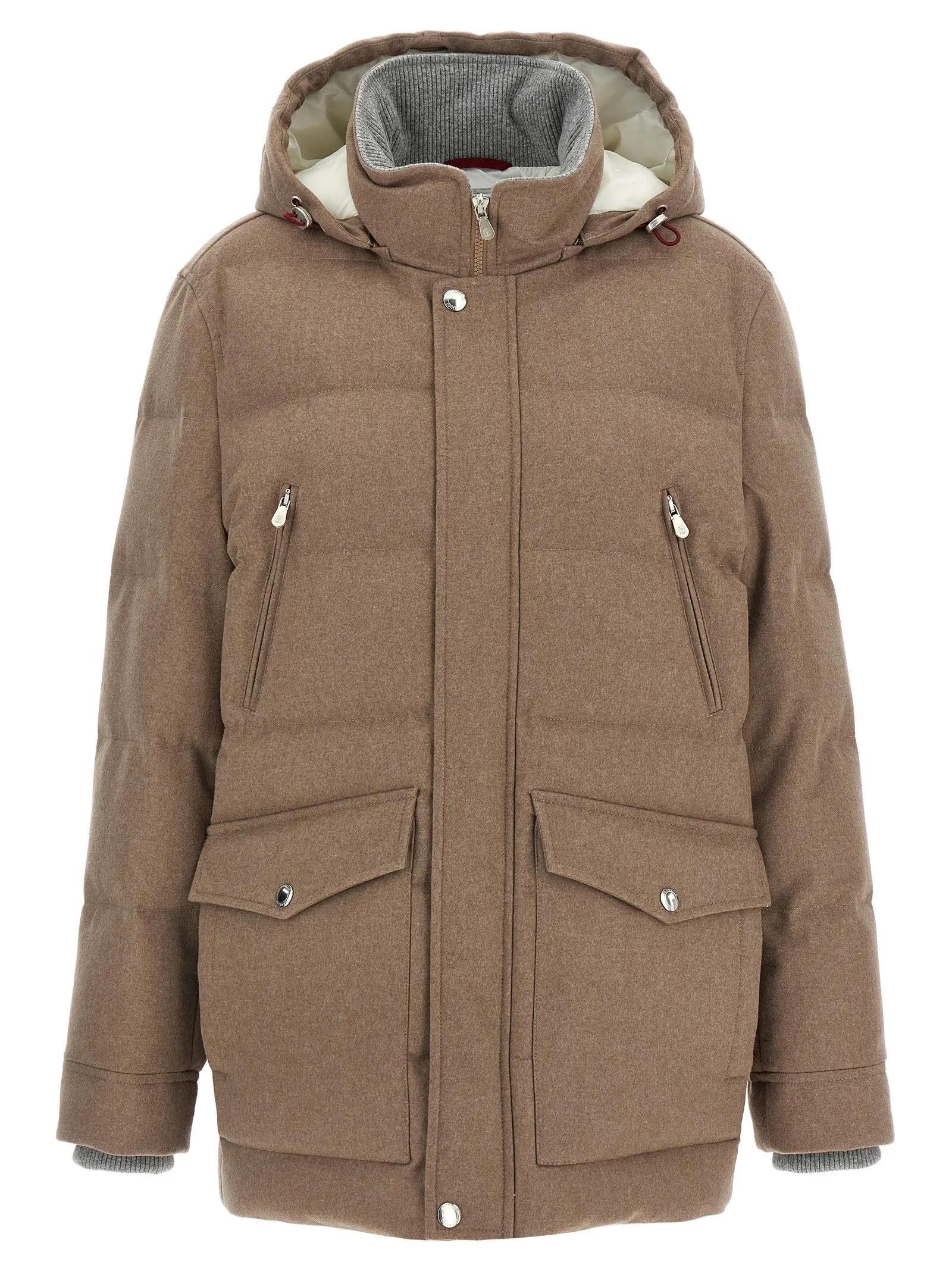 Flannel Down Jacket Puffer Jackets Beige