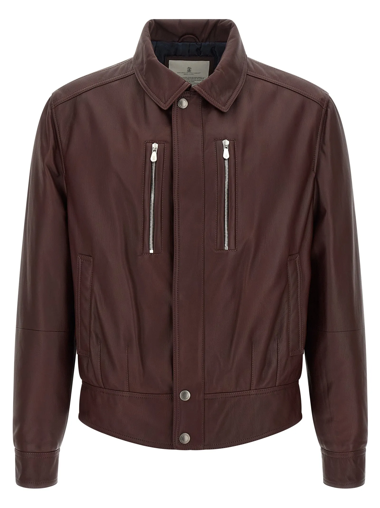 Biker Nappa Texture Puffer Jackets Bordeaux