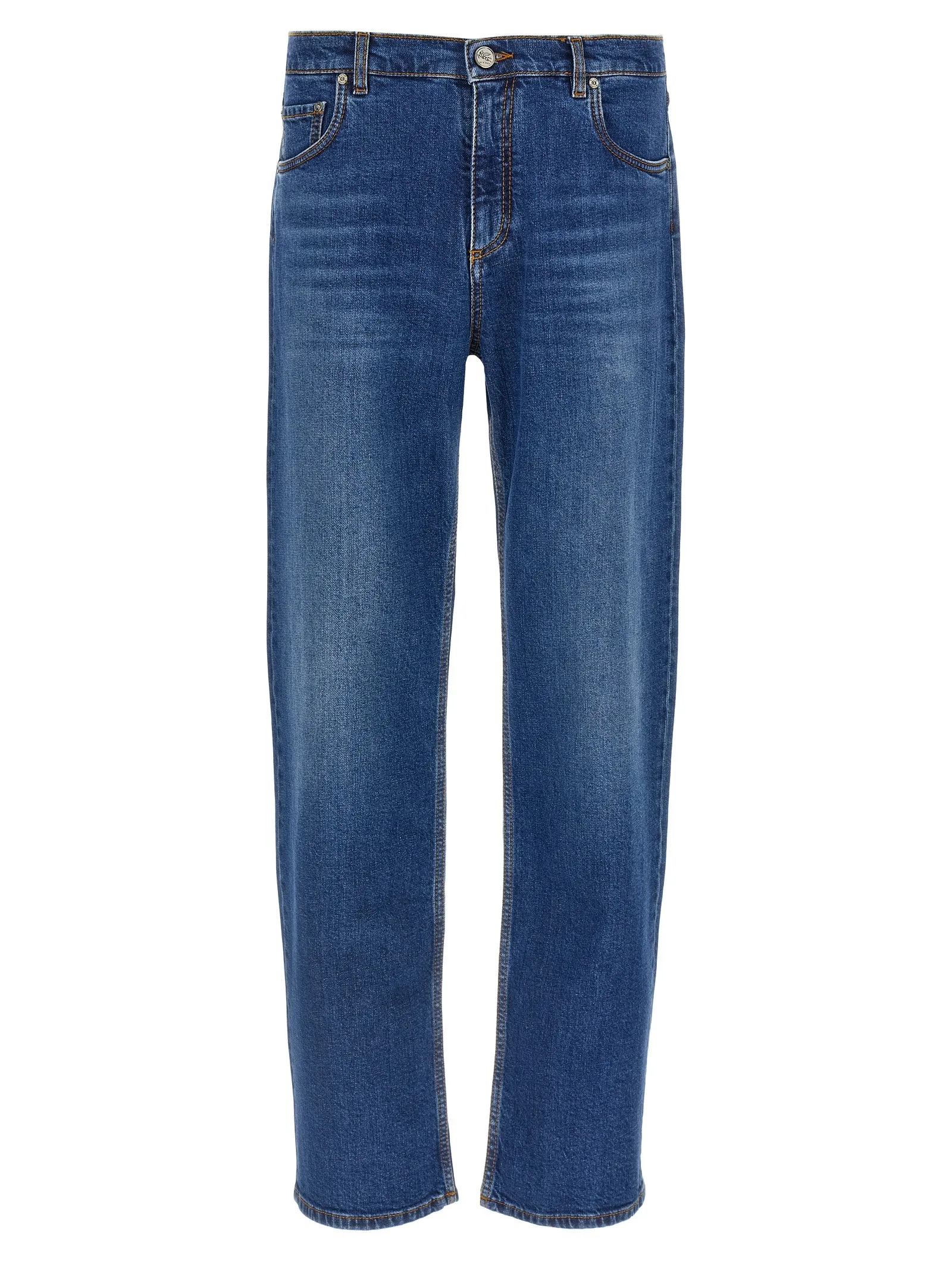 Embroidery Jeans Blu