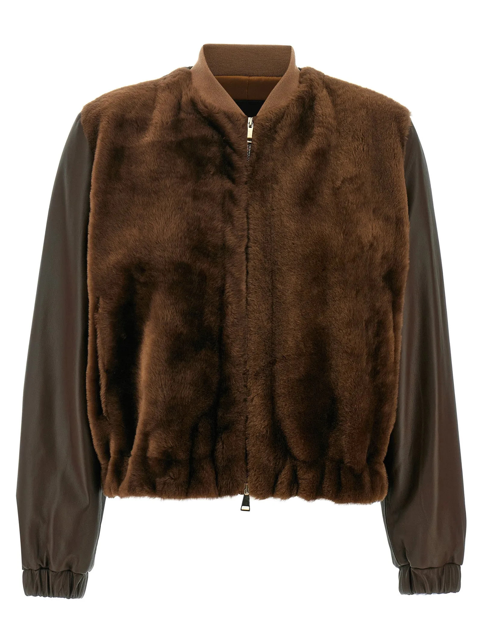 Waistcoat Bomber Jacket Pellicce Marrone