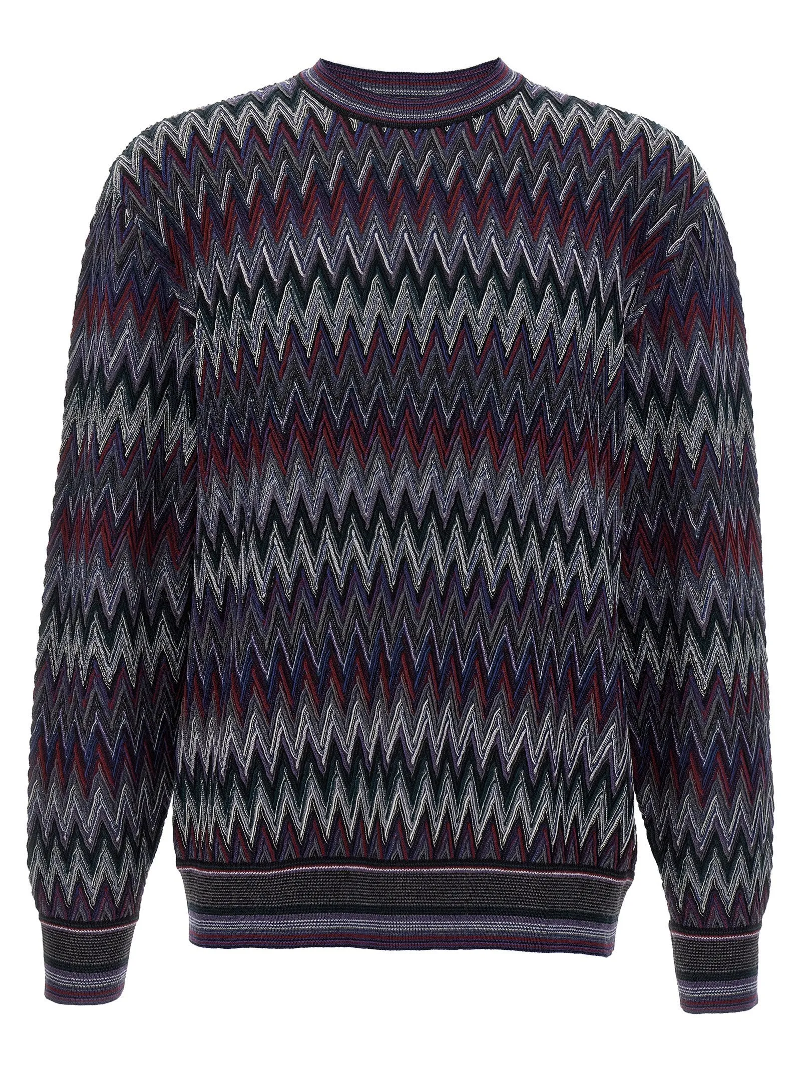 Zigzag Pattern Sweater Maglioni Blu