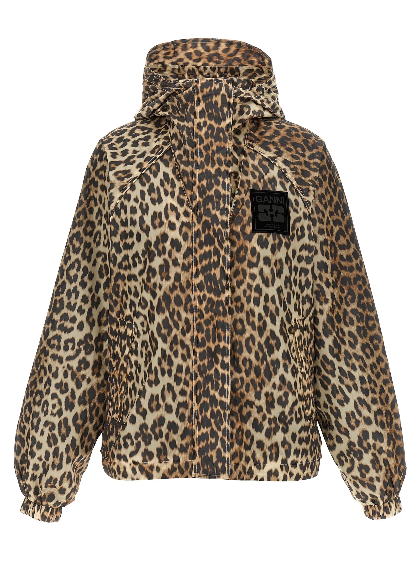Leopard Print Nylon Puffer Jackets Multicolor