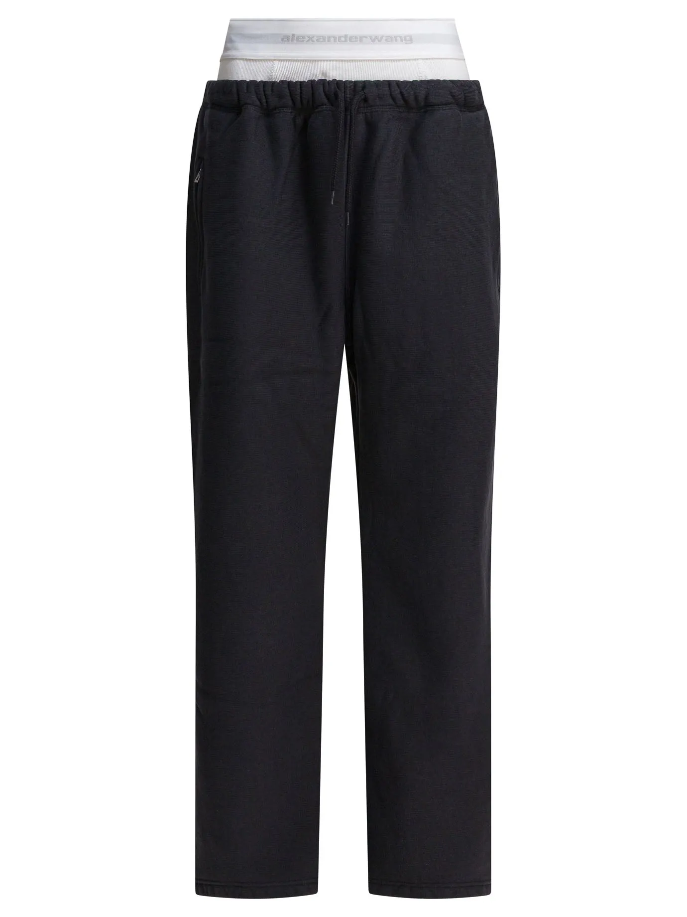 Wide Leg Sweatpant W/ Logo Elastic Exposed Brief Trousers Nero