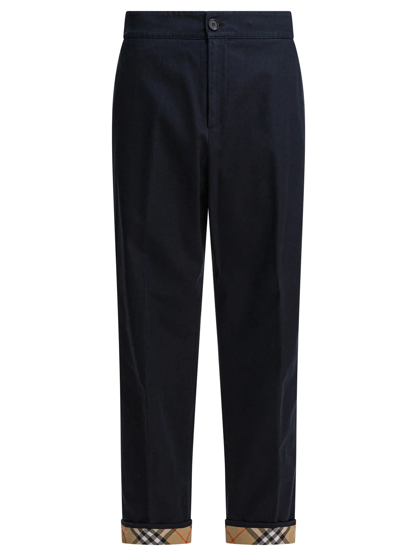 With Check Detail Trousers Nero