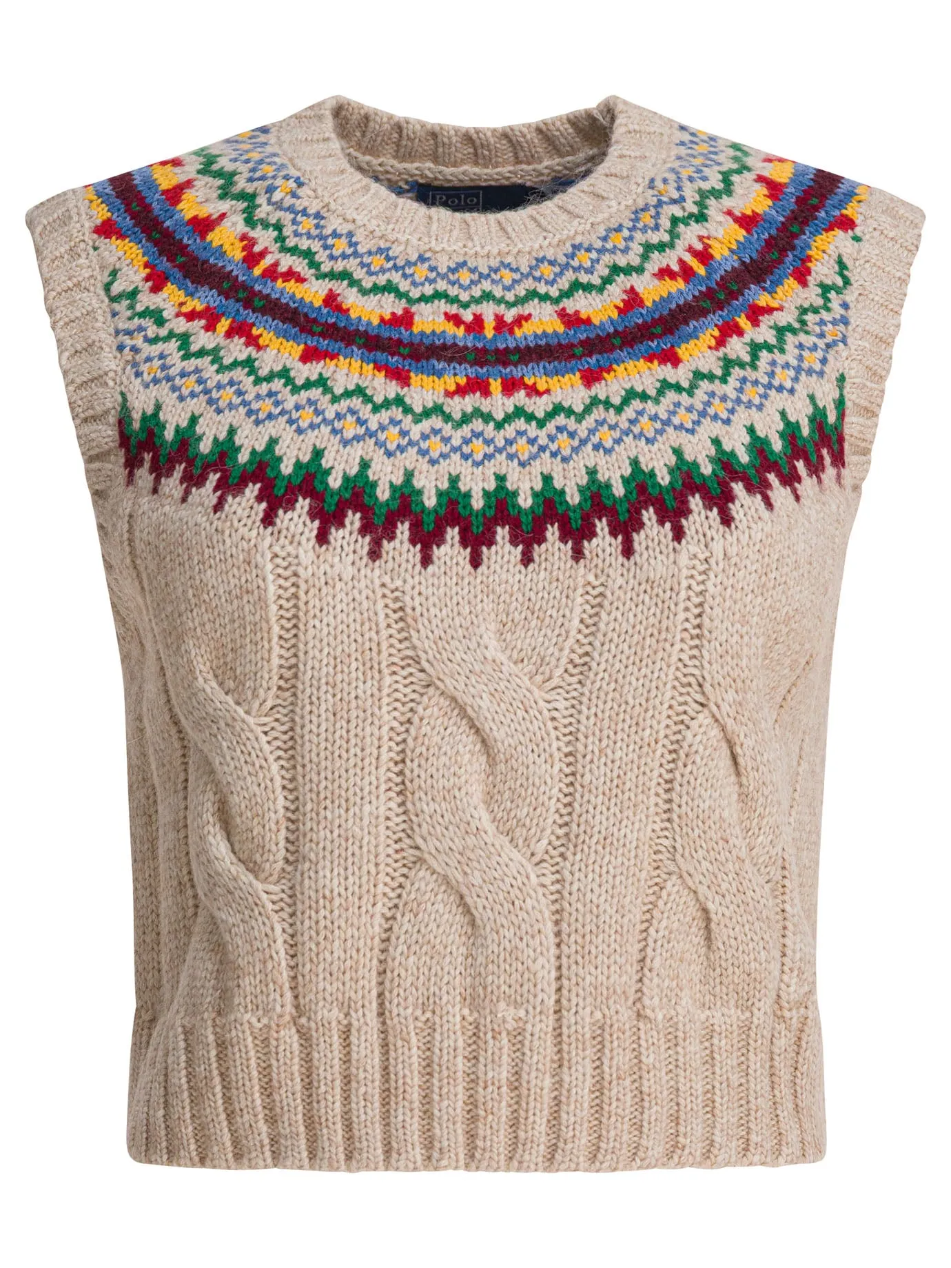 Fair Isle Knit Vest Knitwear Beige