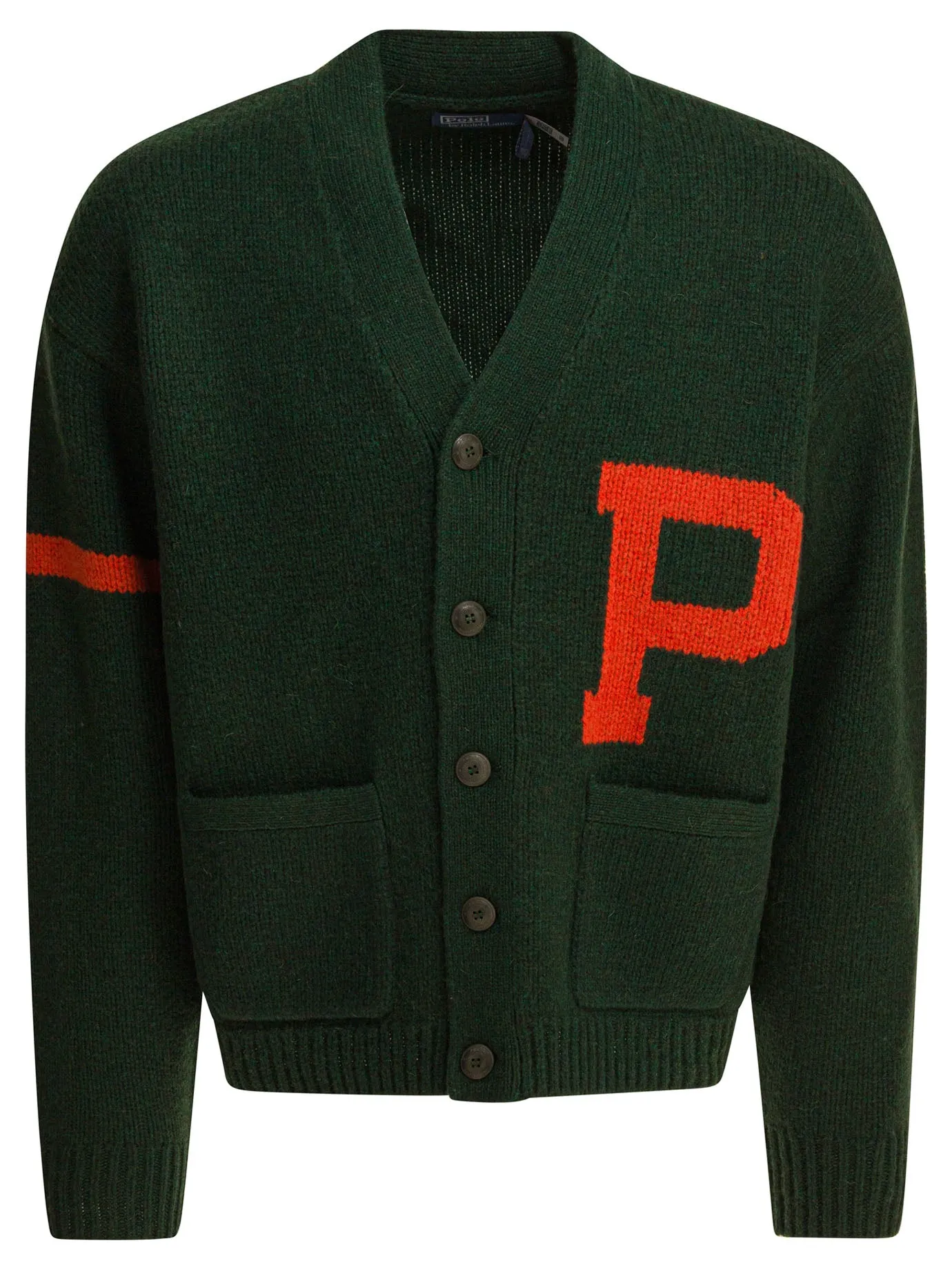 V-Neck Cardigan With Logo Knitwear Verde
