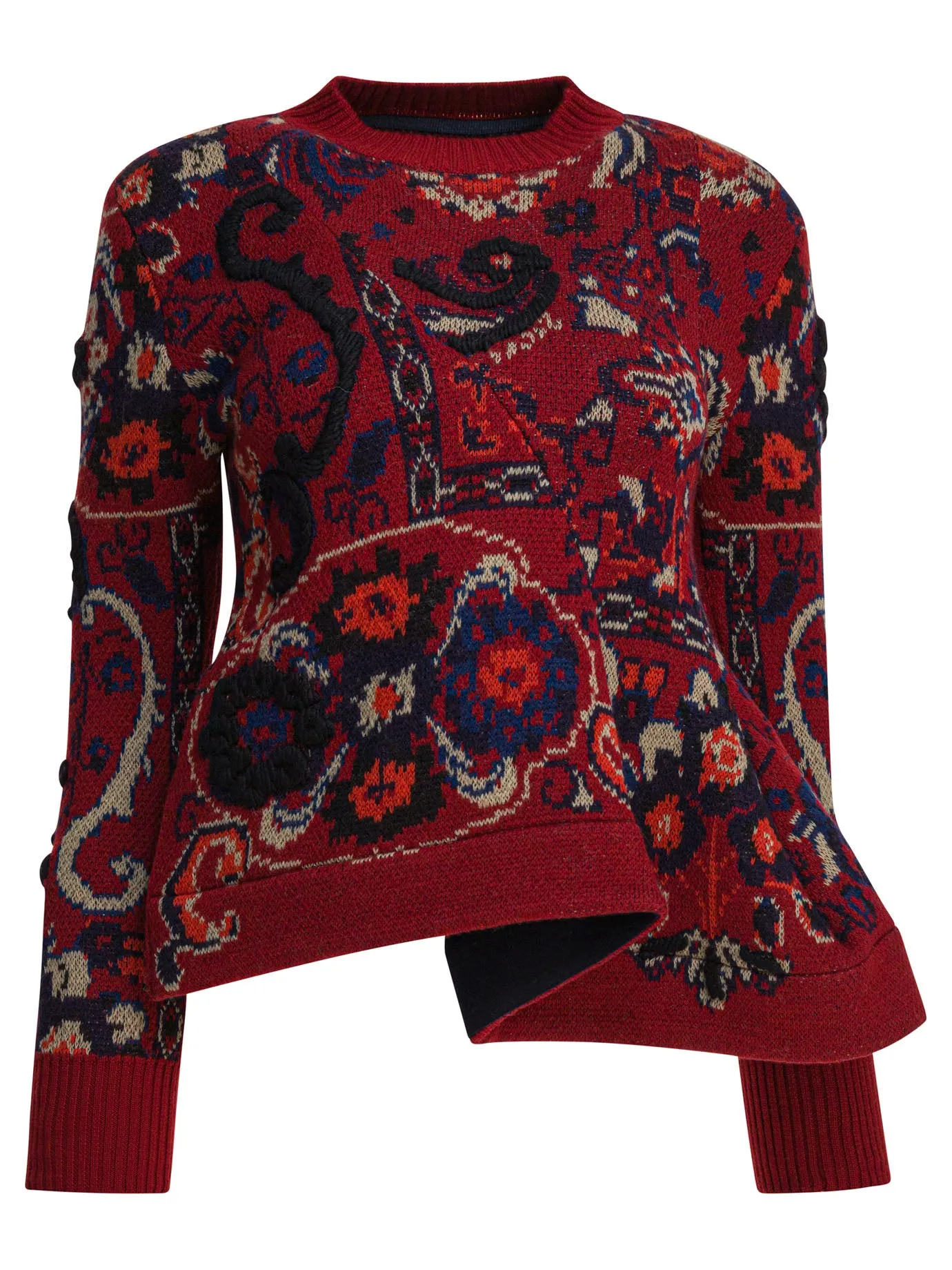 Floral Jacquard Knit Sweater Knitwear Bordeaux