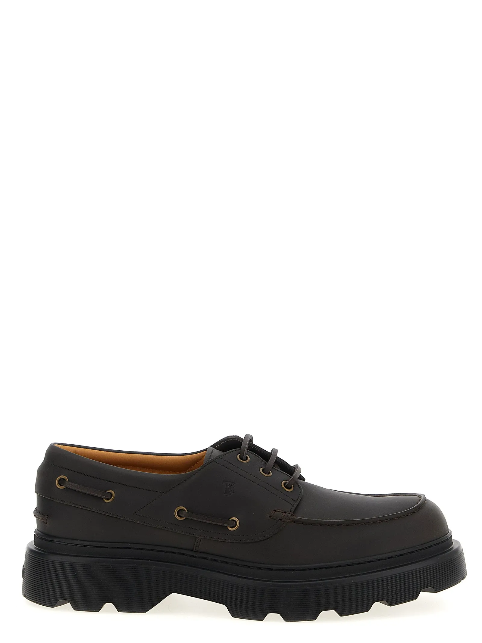 Leather Boat Shoe Mocassini Marrone