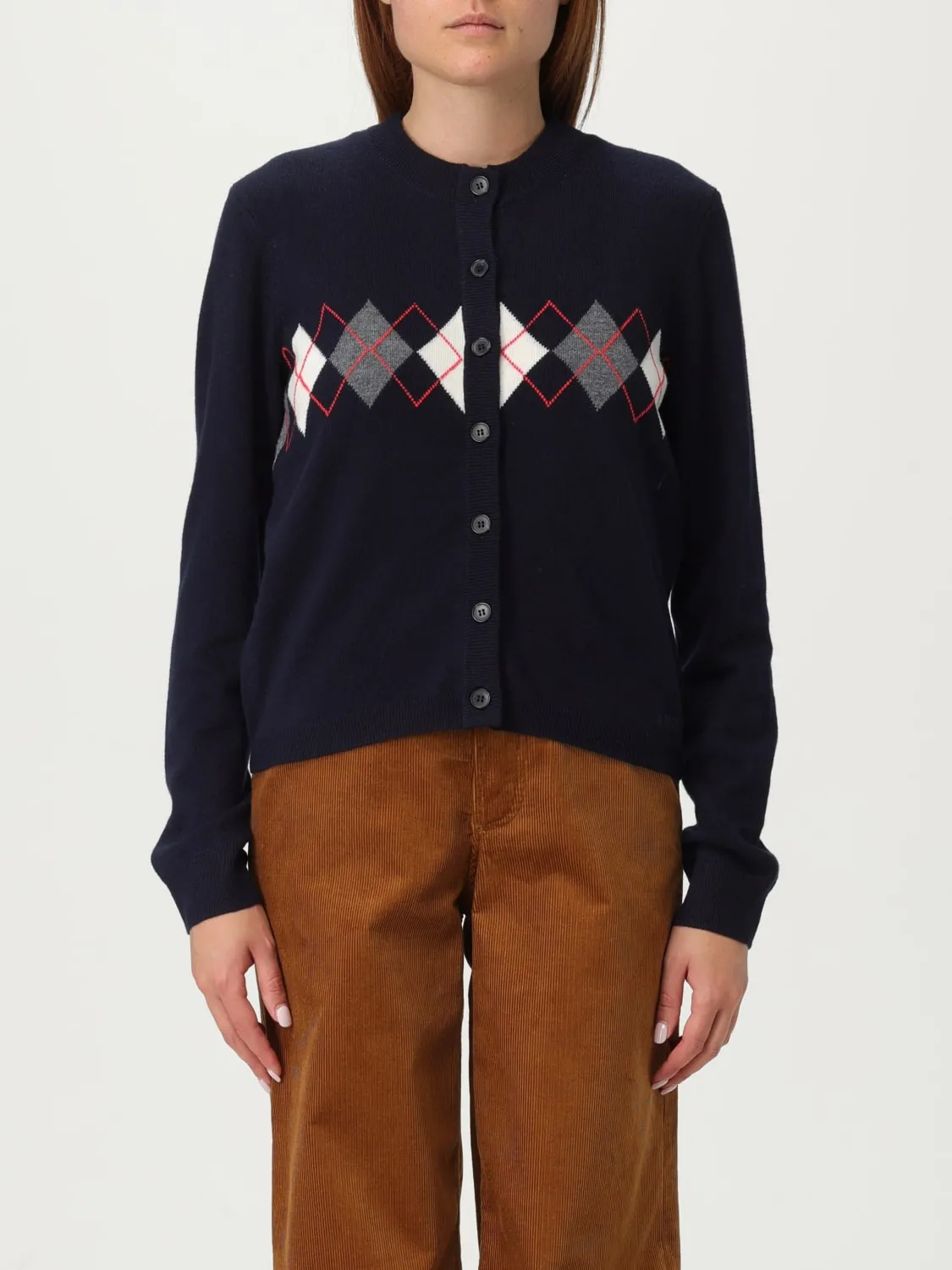 Cardigan a girocollo in lana vergine a rombi A.P.C.