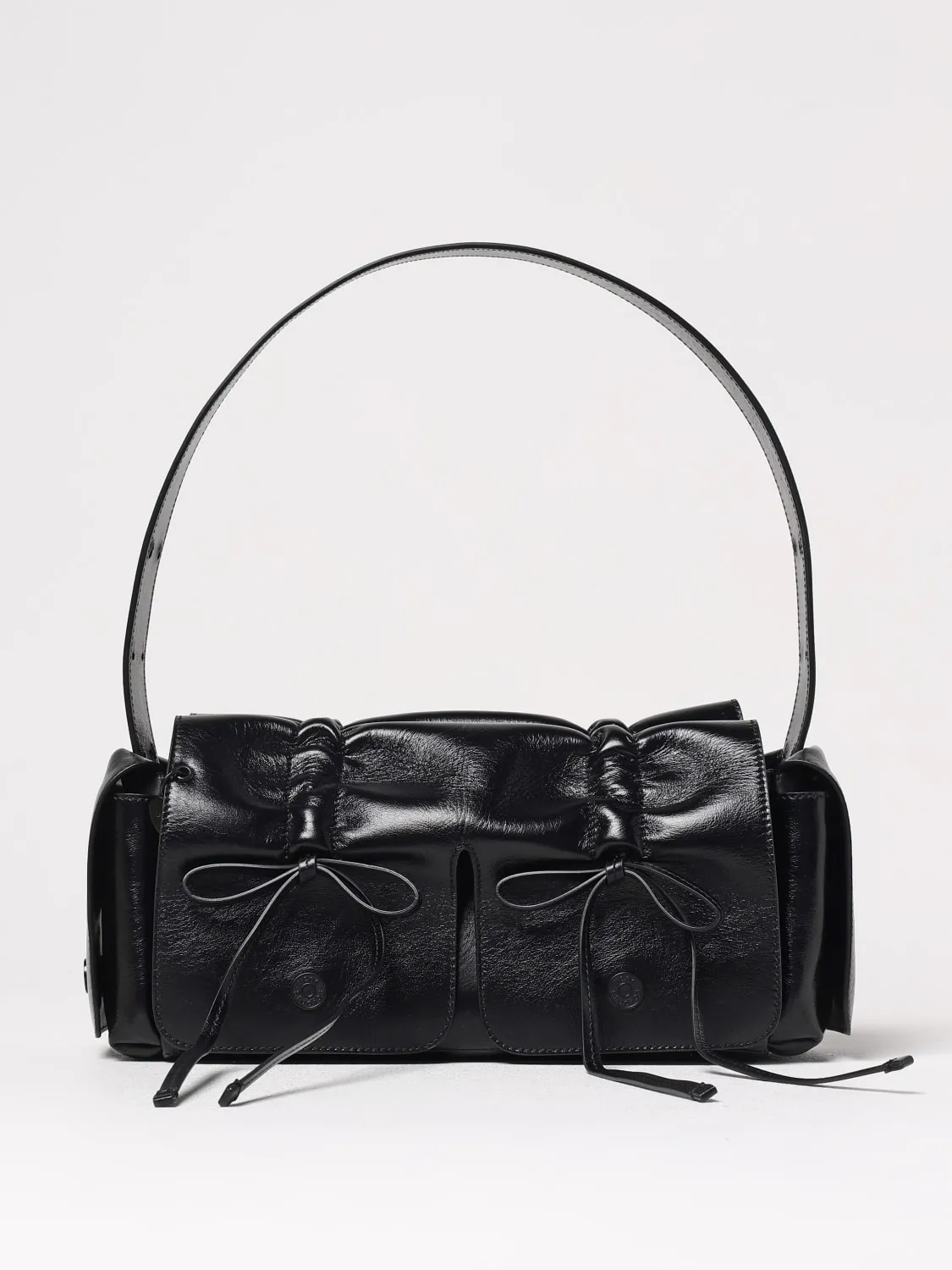 Borsa Multipocket Acne Studios in pelle arricciata con fiocchi