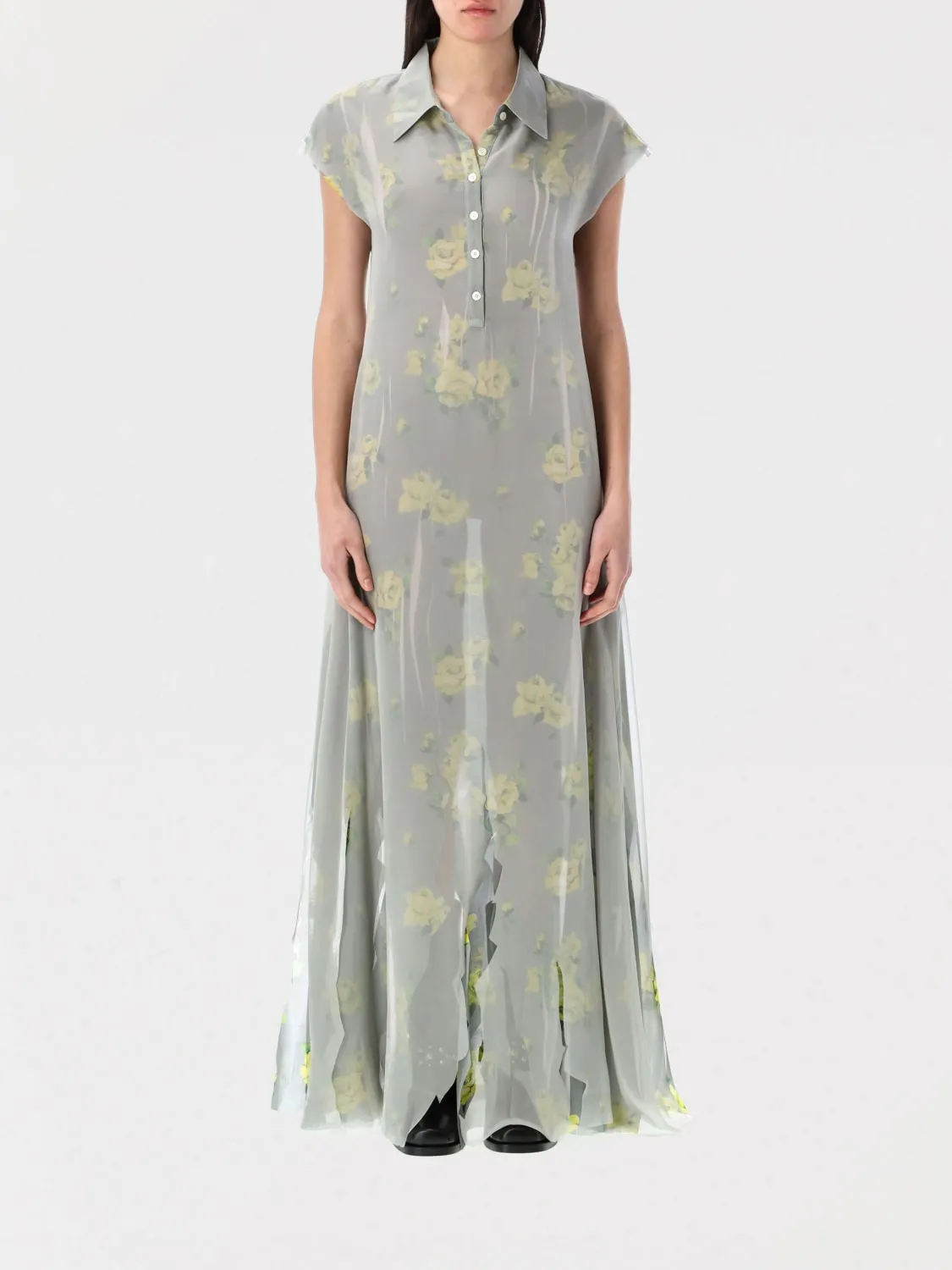 Abito chemisier Acne Studios in chiffon con stampa floreale