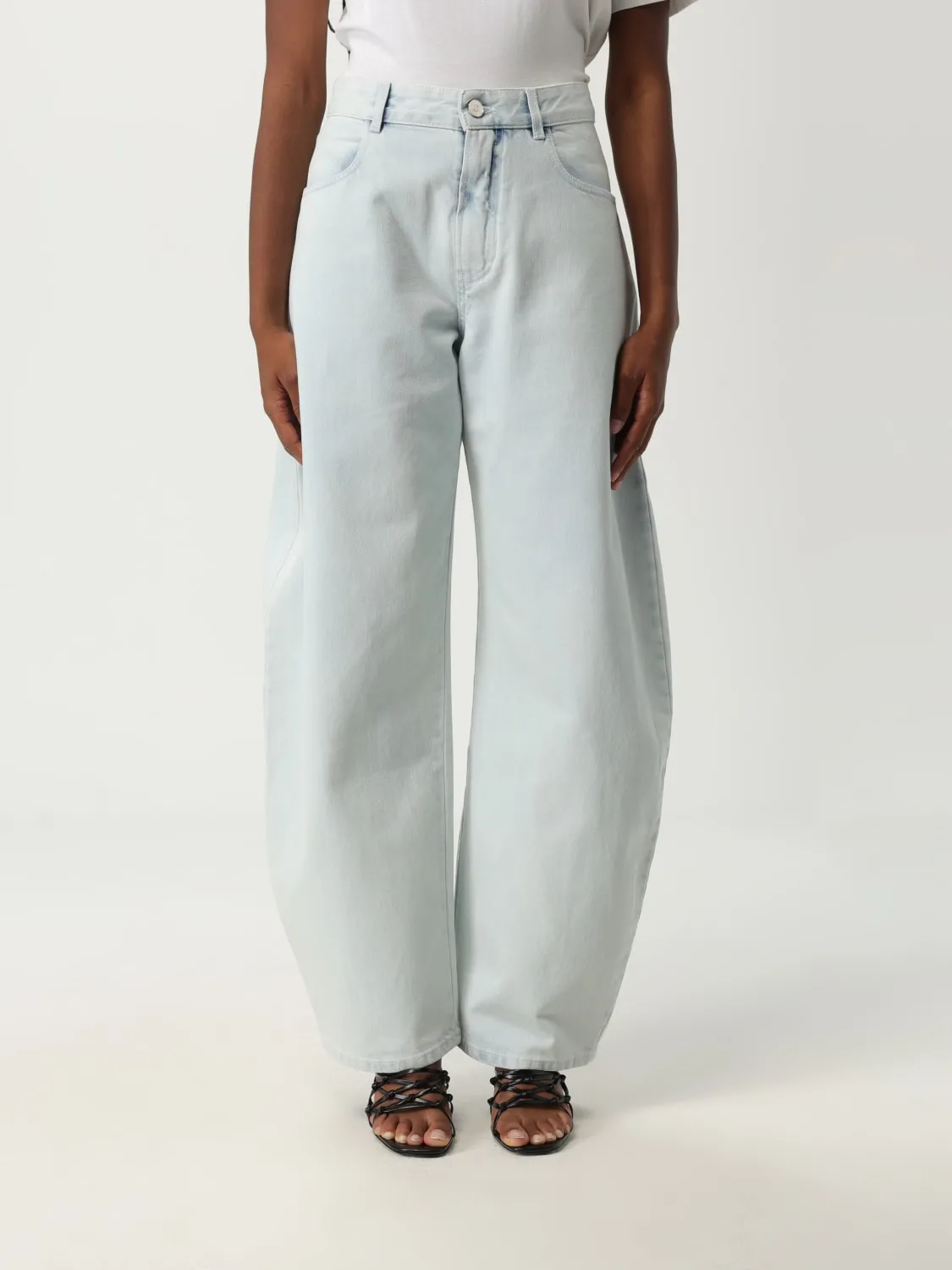 Jeans baggy AlaÏa in denim di cotone