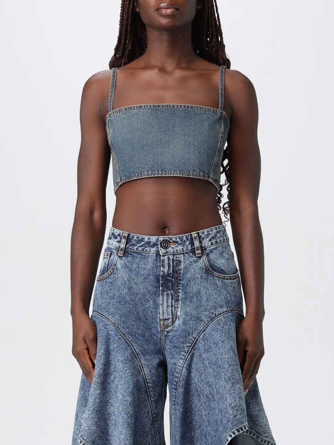 Top cropped AlaÏa in denim