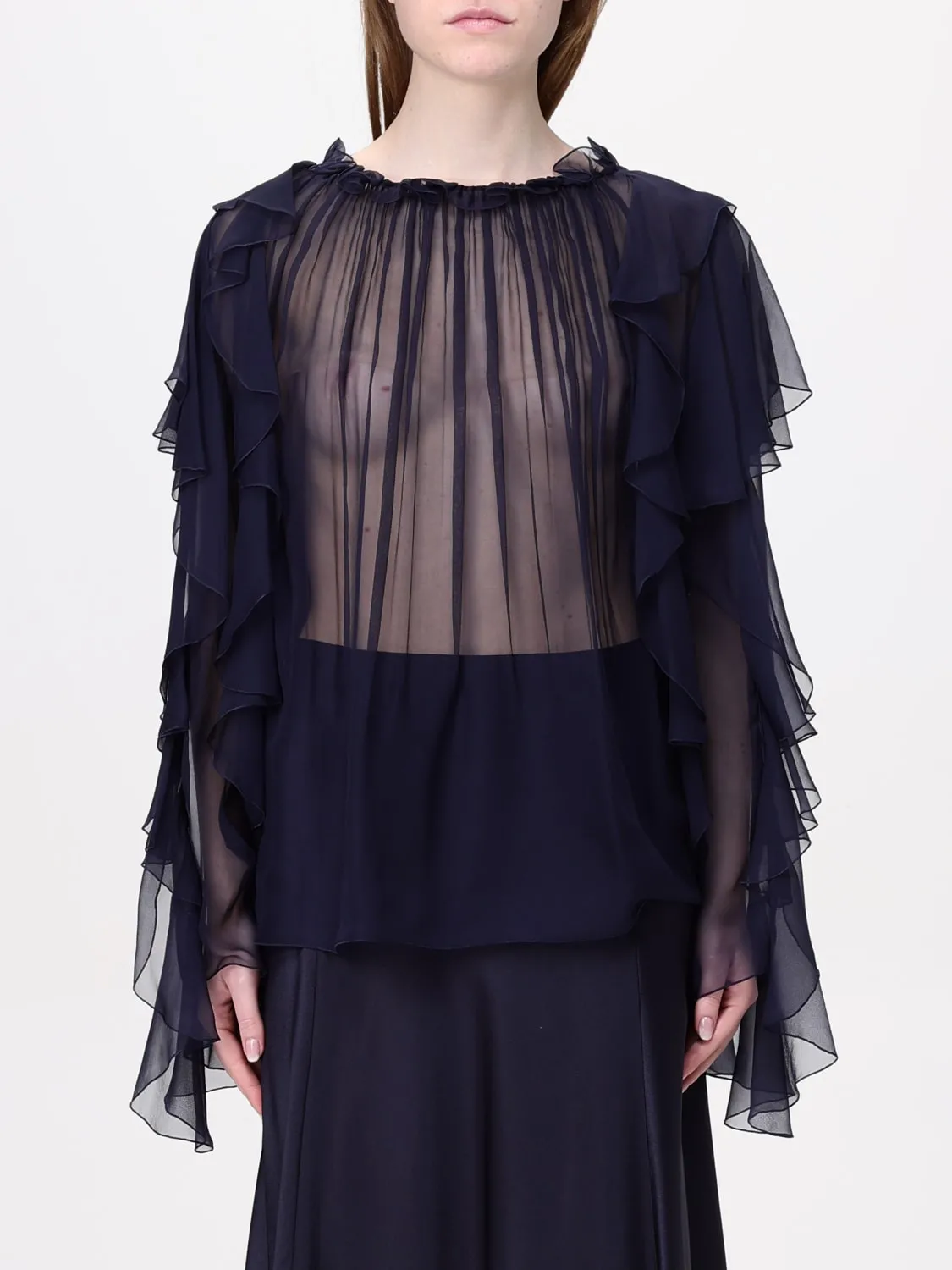 Blusa Alberta Ferretti in seta plissettata