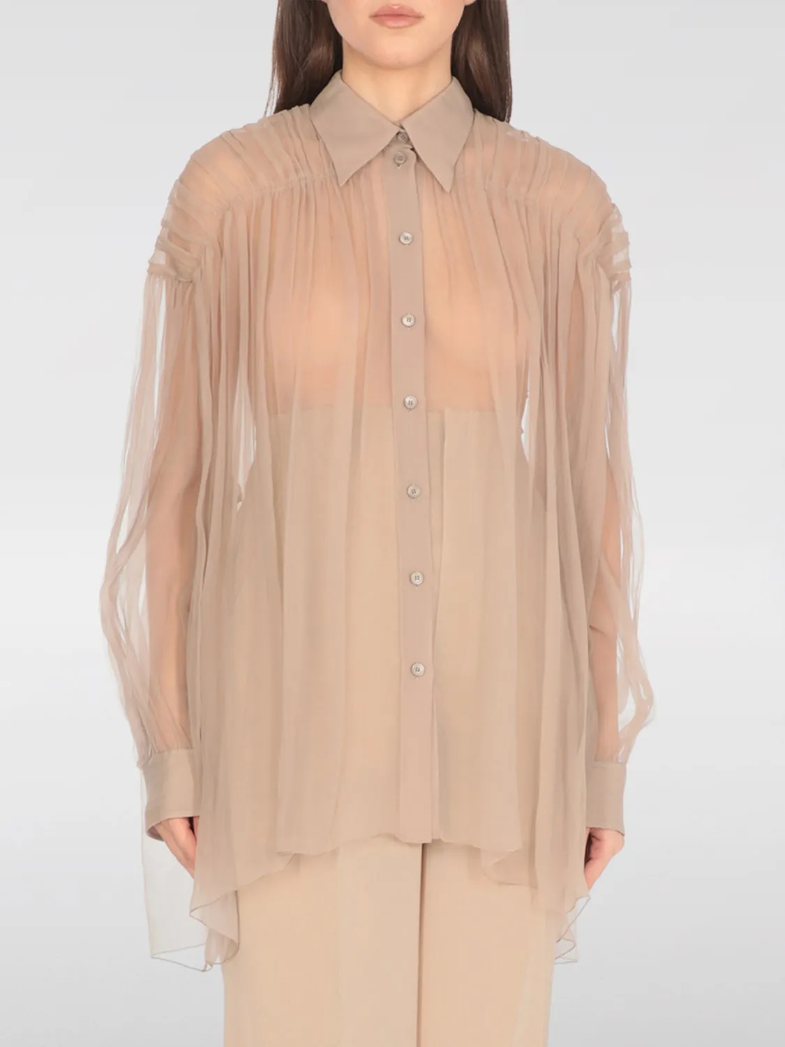 Camicia Alberta Ferretti in seta plissettata