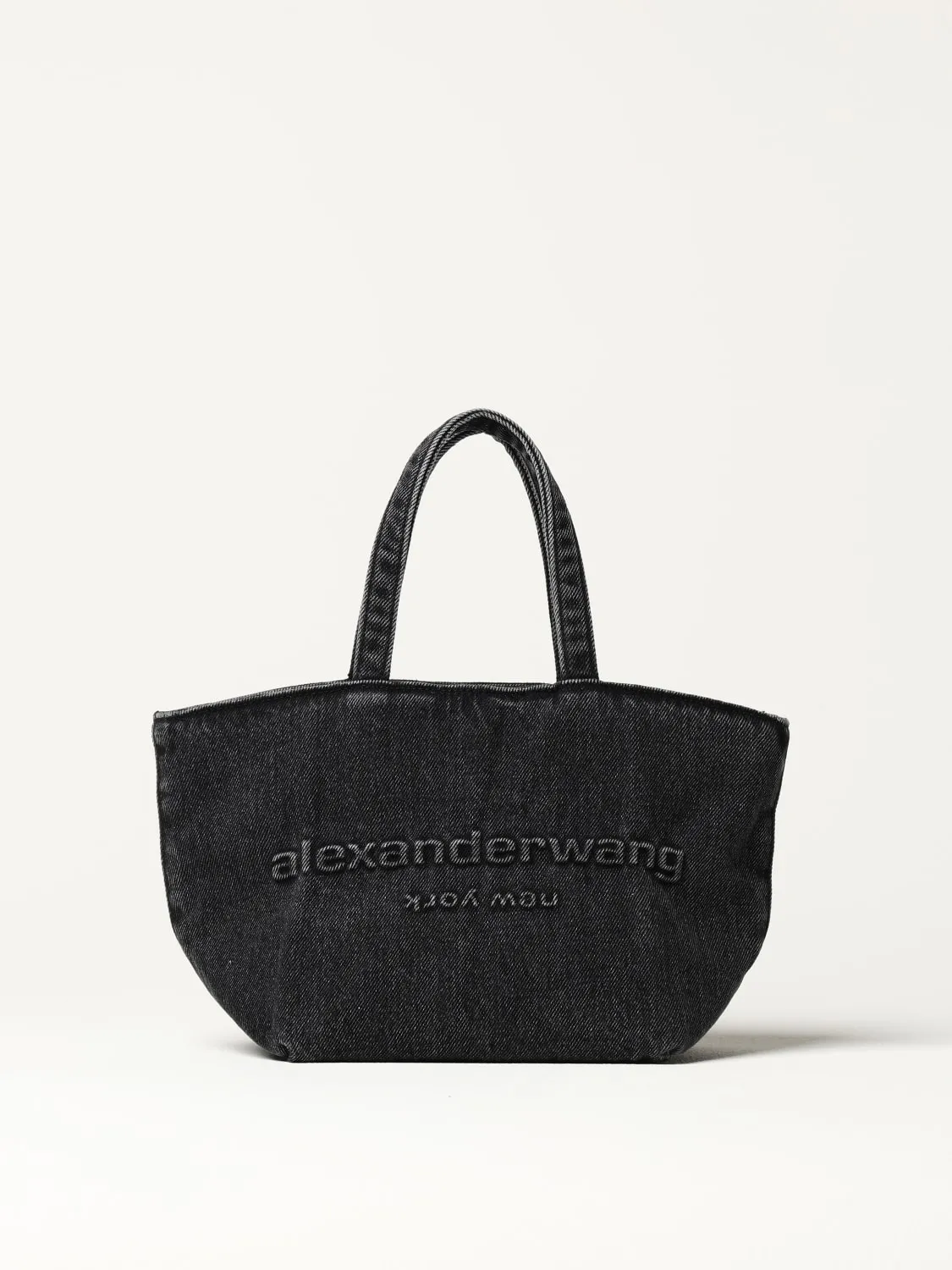 Borsa Mini Punch Alexander Wang in denim con logo