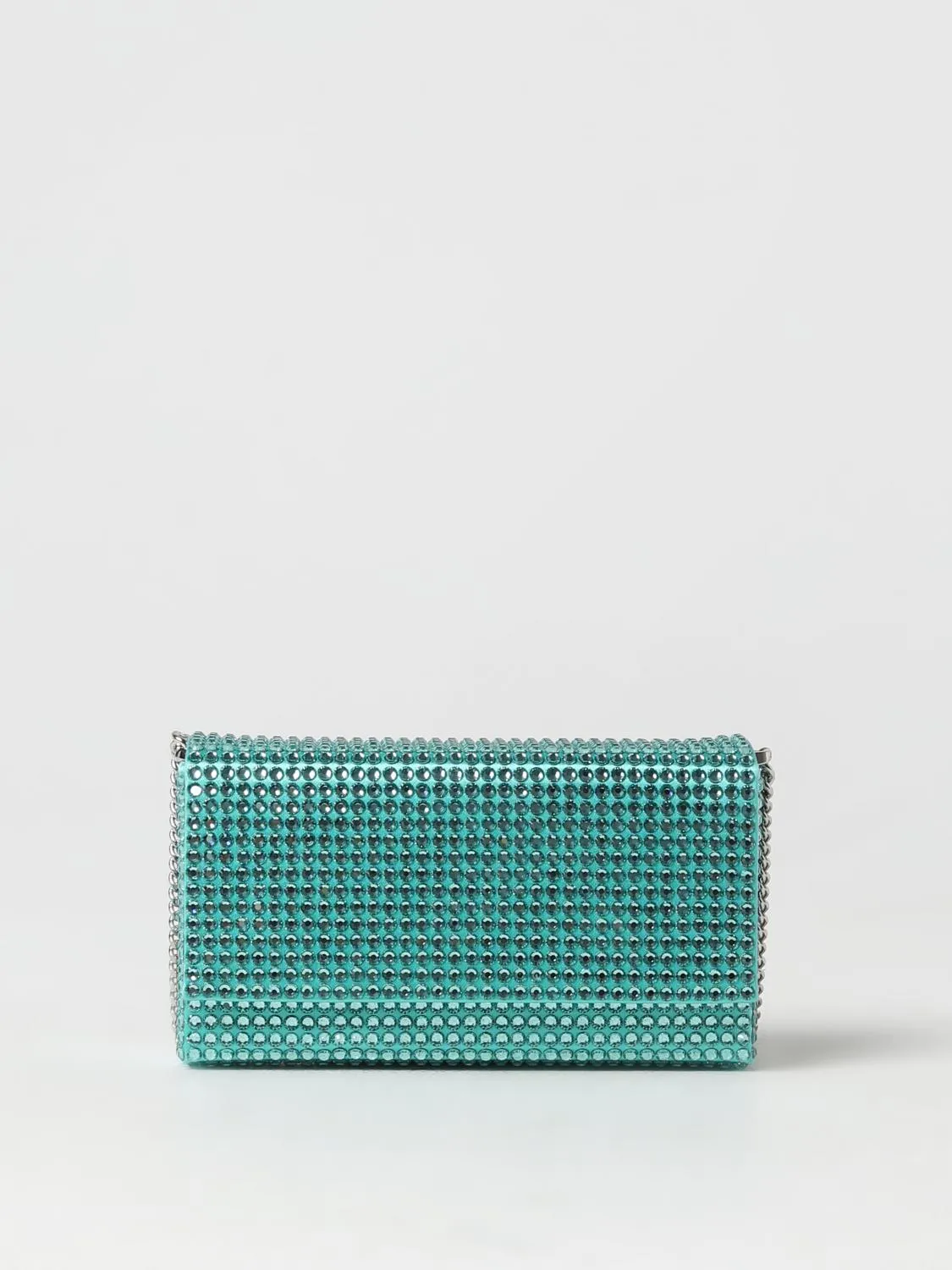Clutch Superamini Paloma Amina Muaddi in raso con strass
