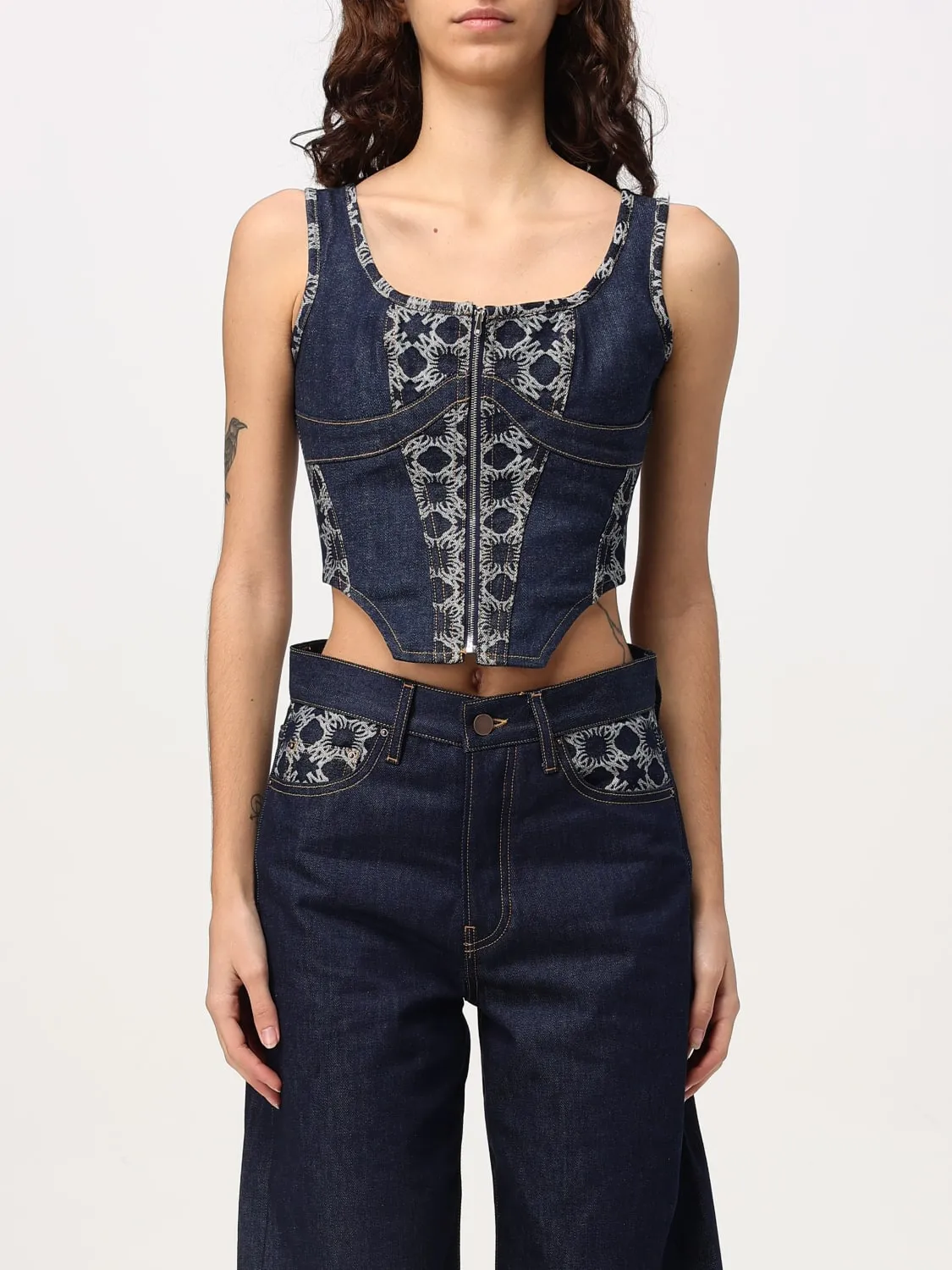 Top a bustier Amiri in denim