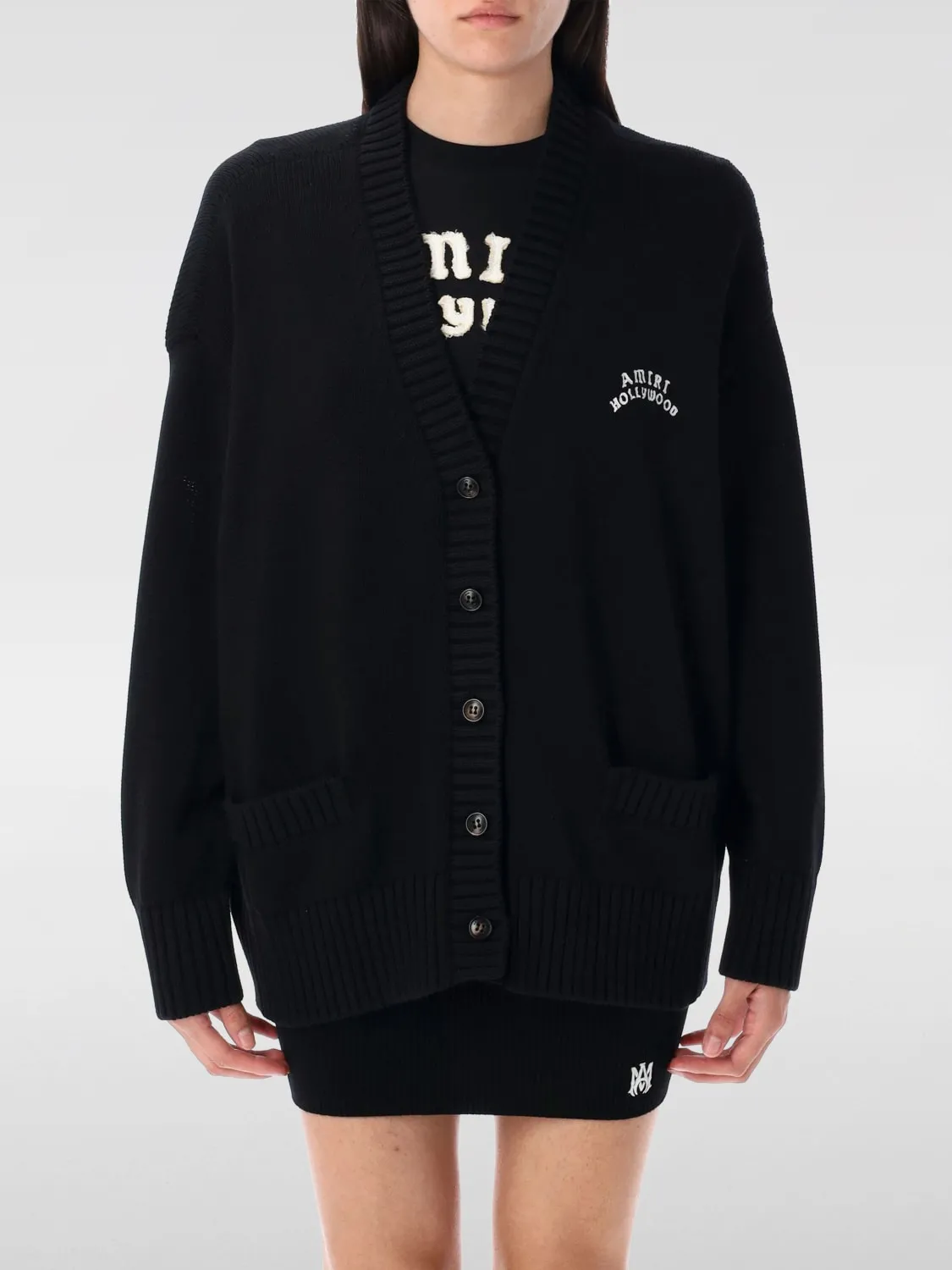 Cardigan a v con maxi logo Amiri