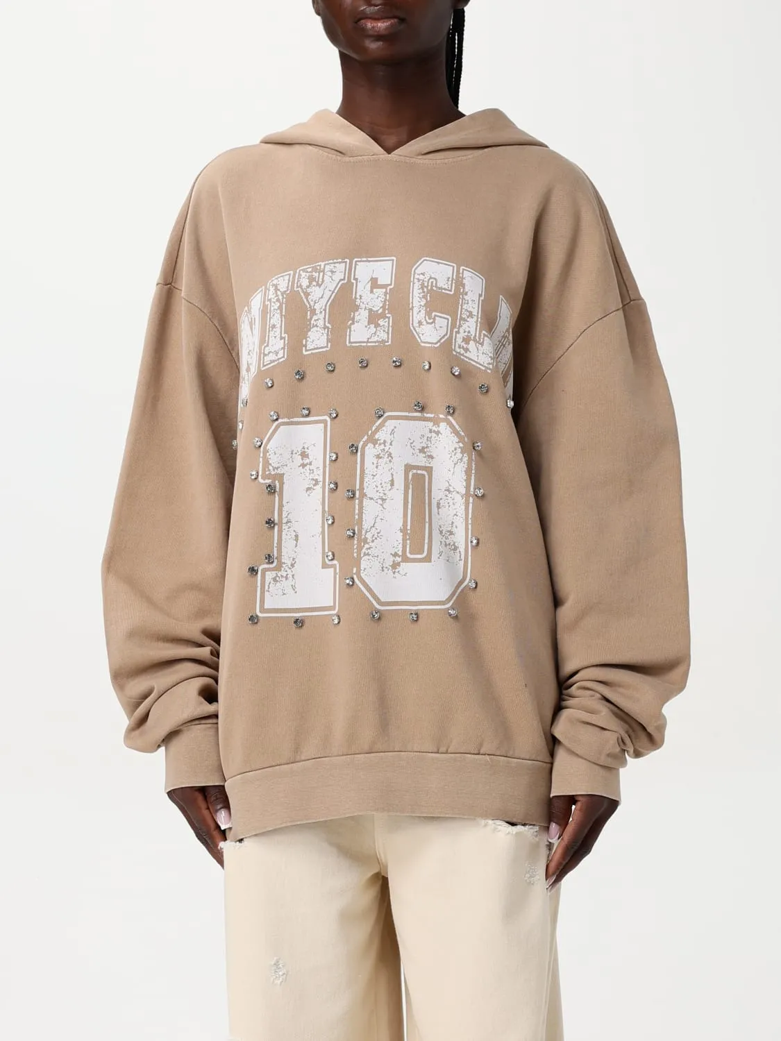 Felpa in cotone stampata con cristalli Aniye By