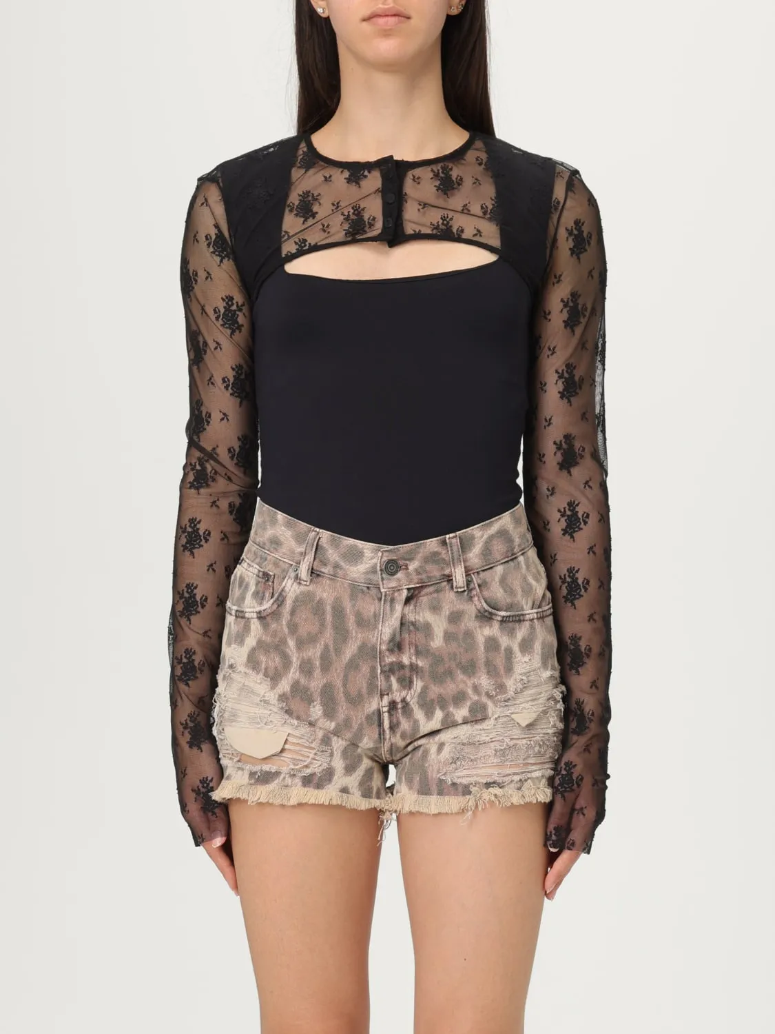 Top cropped Aniye by in tulle con ricami