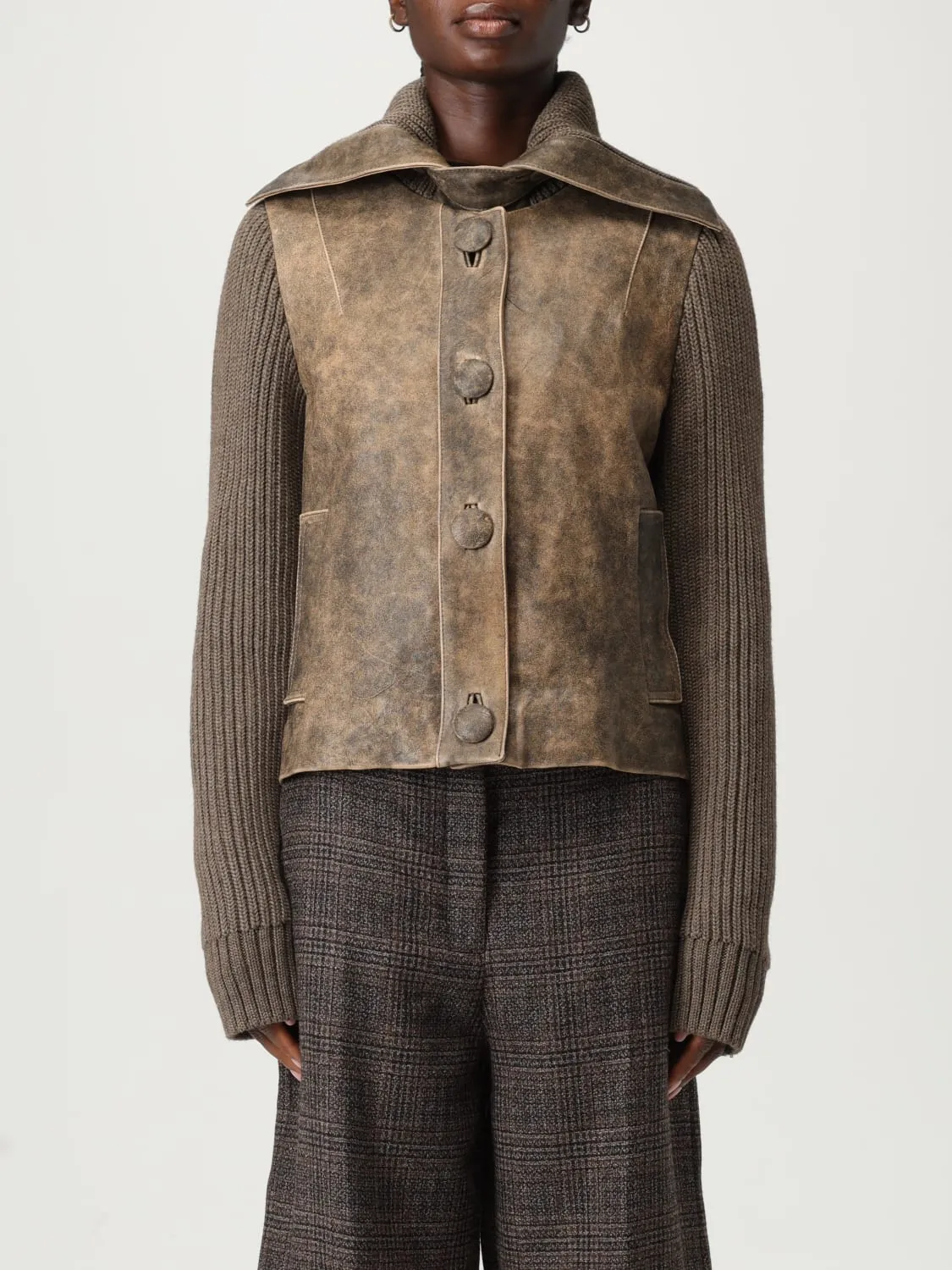 Cardigan in pelle con maniche in lana Antonio Marras