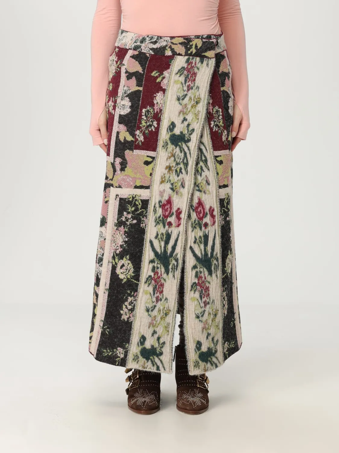 Gonna lunga a portafoglio in jacquard floreale Antonio Marras