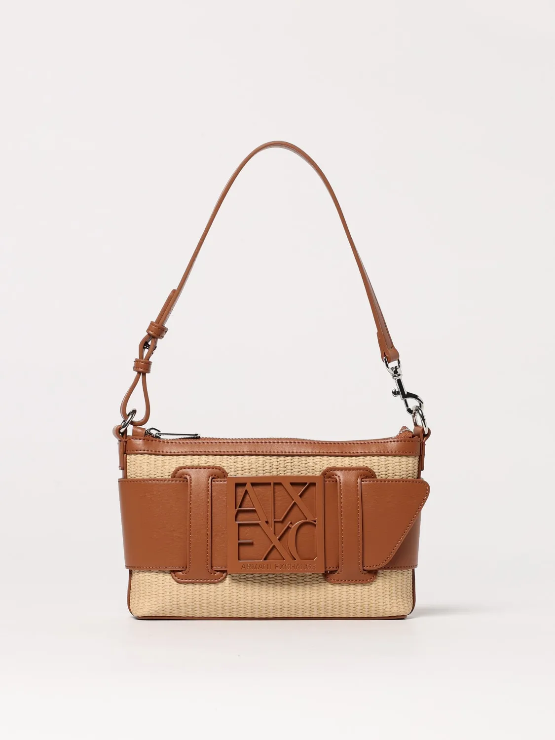 Borsa Armani Exchange in pelle sintetica e rafia