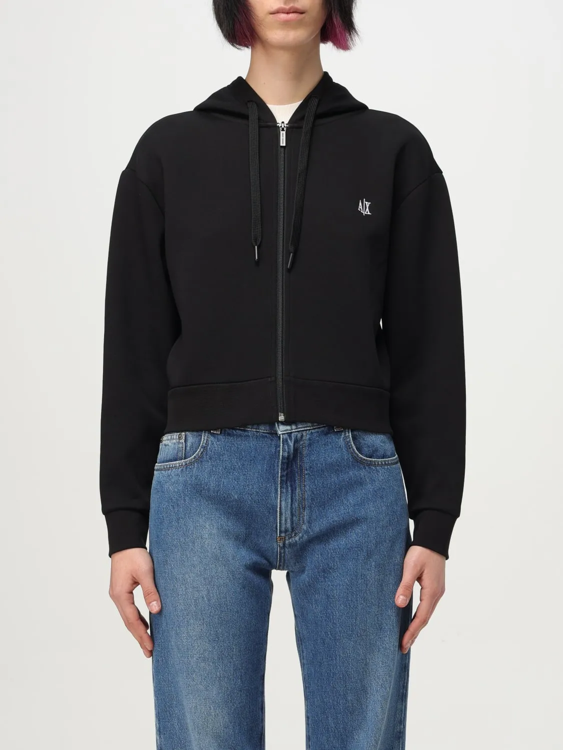 Felpa crop con cappuccio Armani Exchange in misto cotone