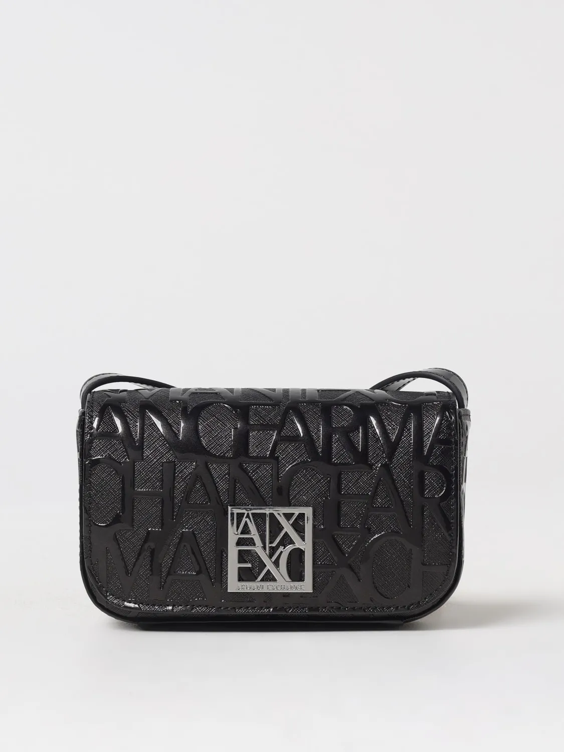 Borsa Armani Exchange in pelle sintetica saffiano con logo all over