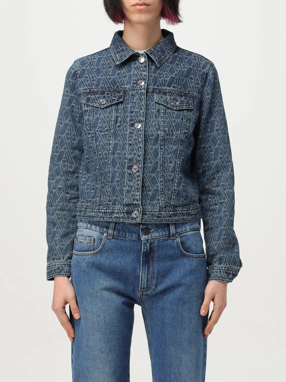 Giubbotto Armani Exchange in denim con monogram