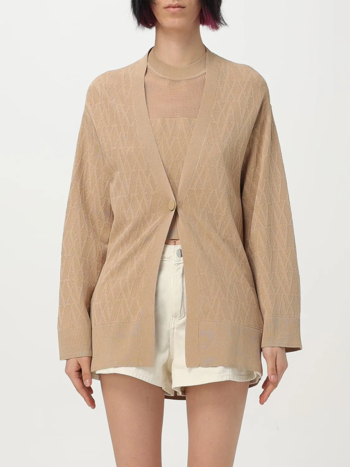 Cardigan Armani Exchange in viscosa con motivo monogram