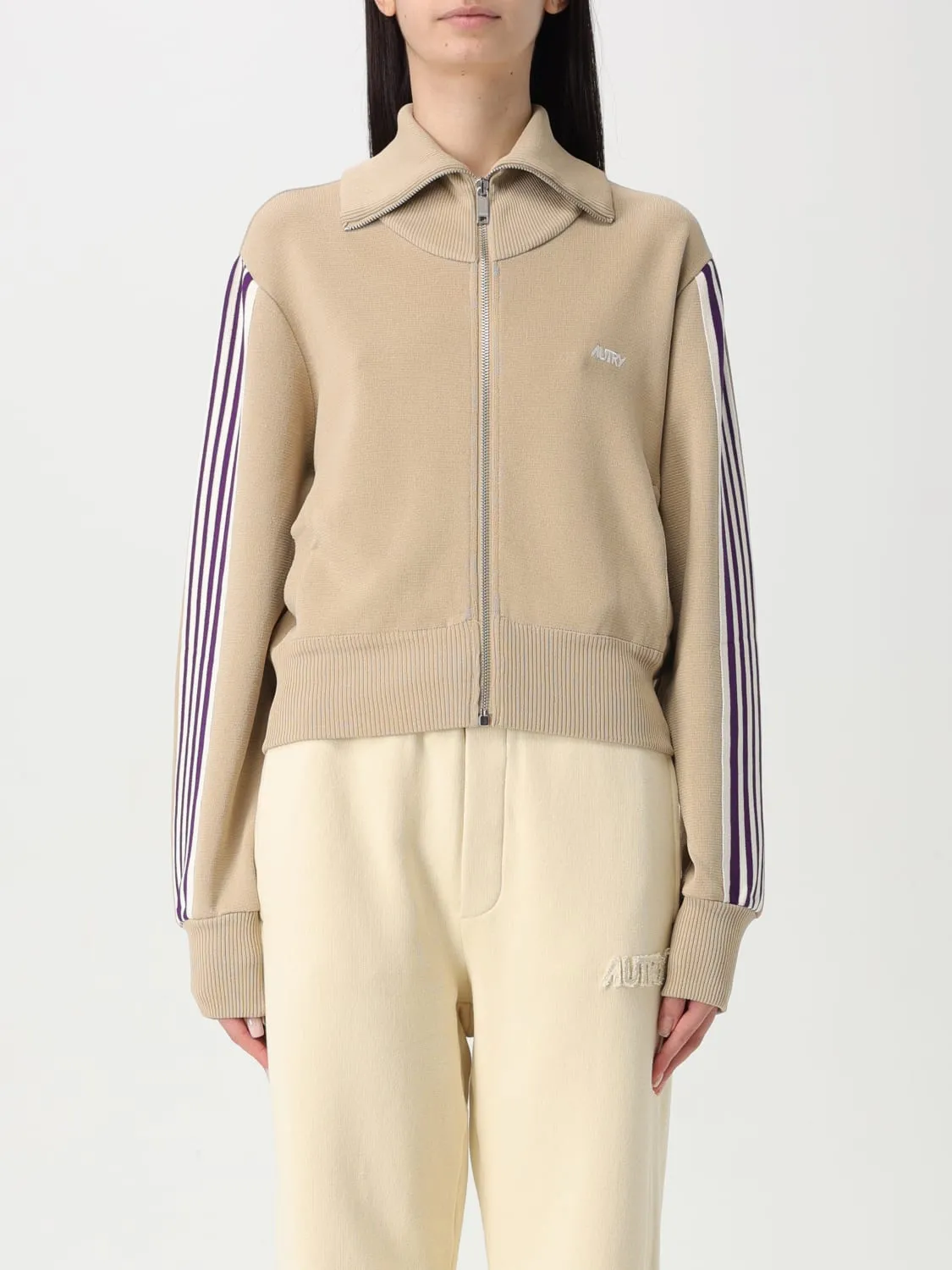 Felpa in viscosa con zip e logo Autry